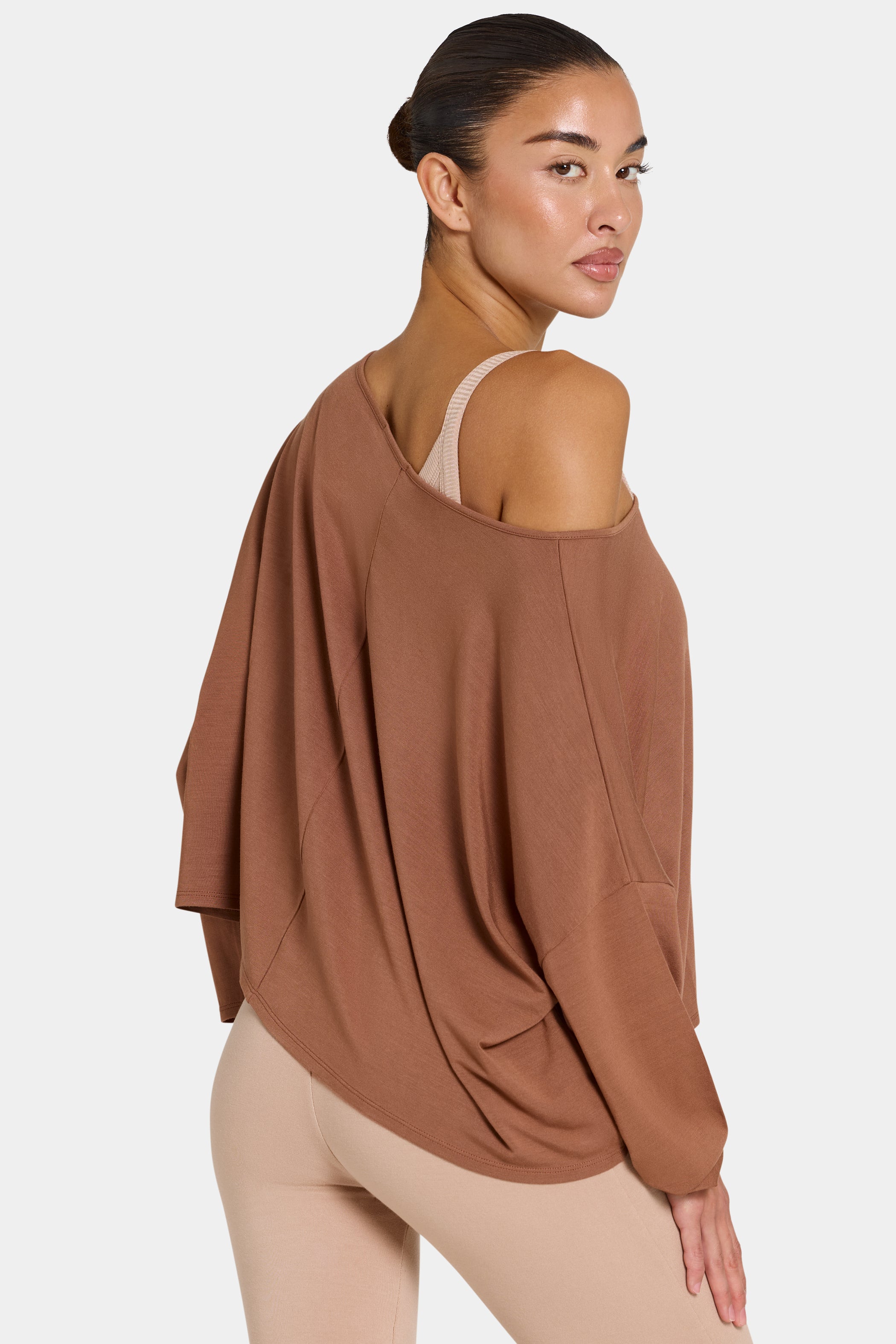 ButterCloud™ Slouchy Off-Shoulder Top in Cocoa