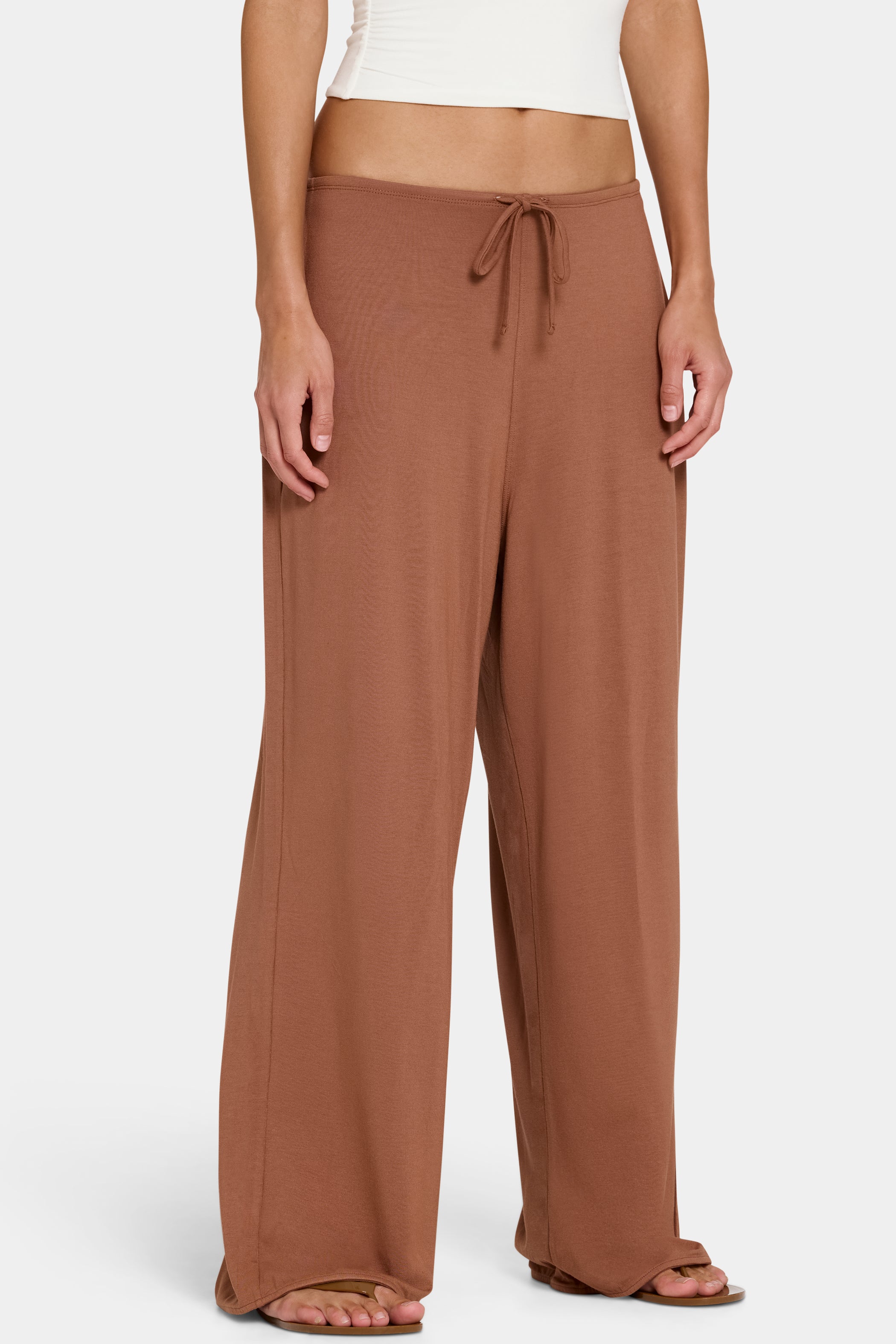 ButterCloud™ Tie-Waist Wide-Leg Trousers in Cocoa
