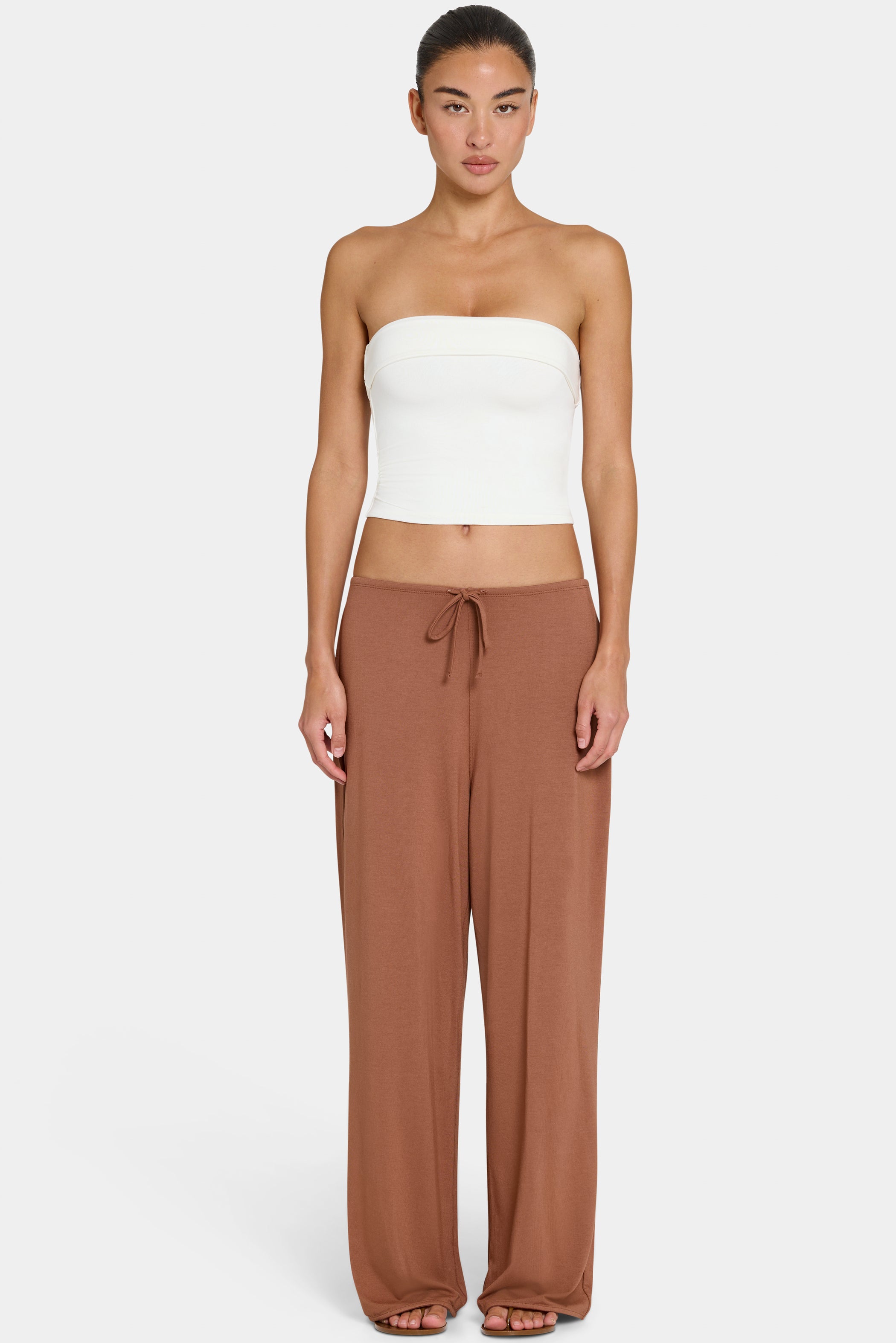 ButterCloud™ Tie-Waist Wide-Leg Trousers in Cocoa