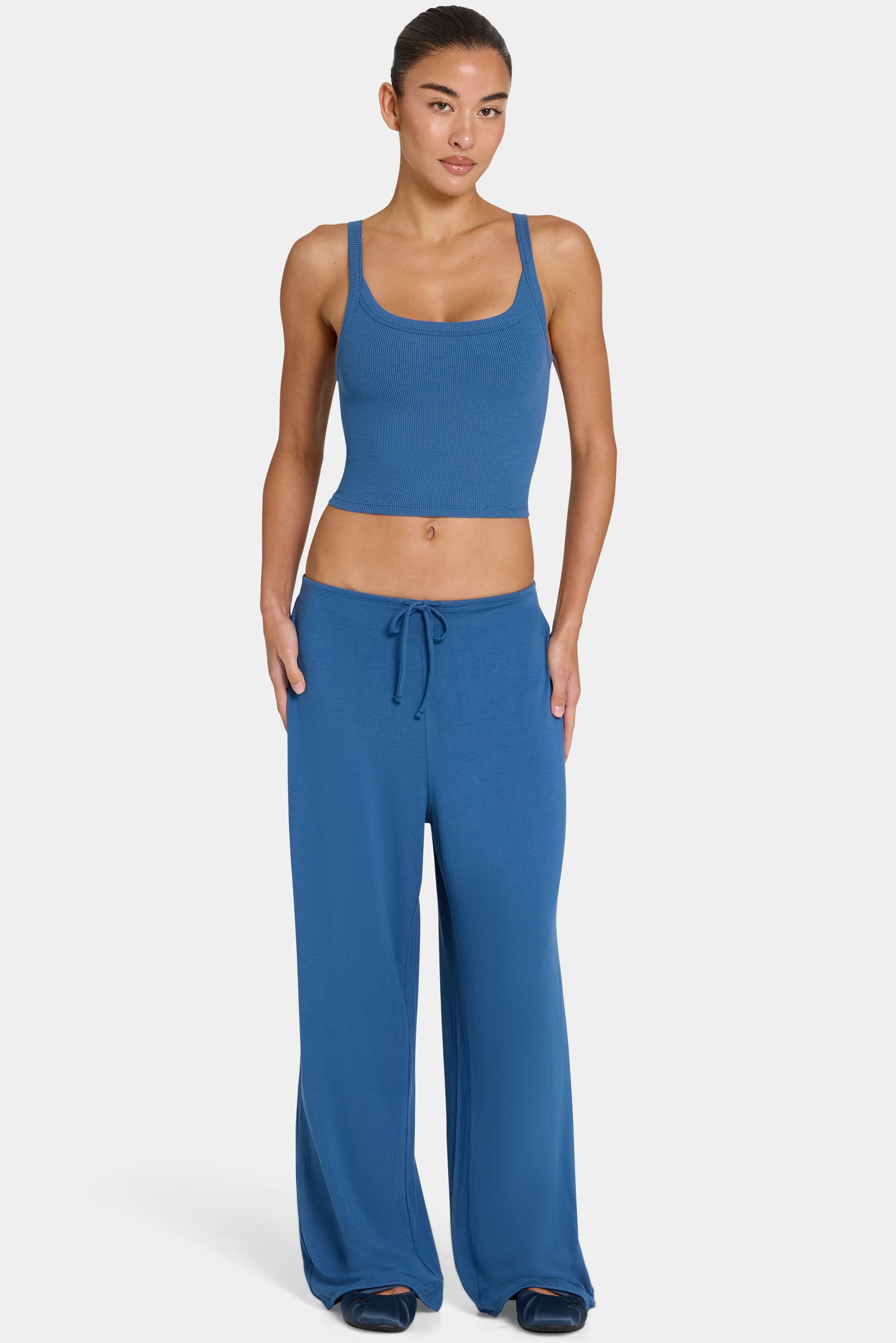 ButterCloud™ Tie-Waist Wide-Leg Trousers in Marine