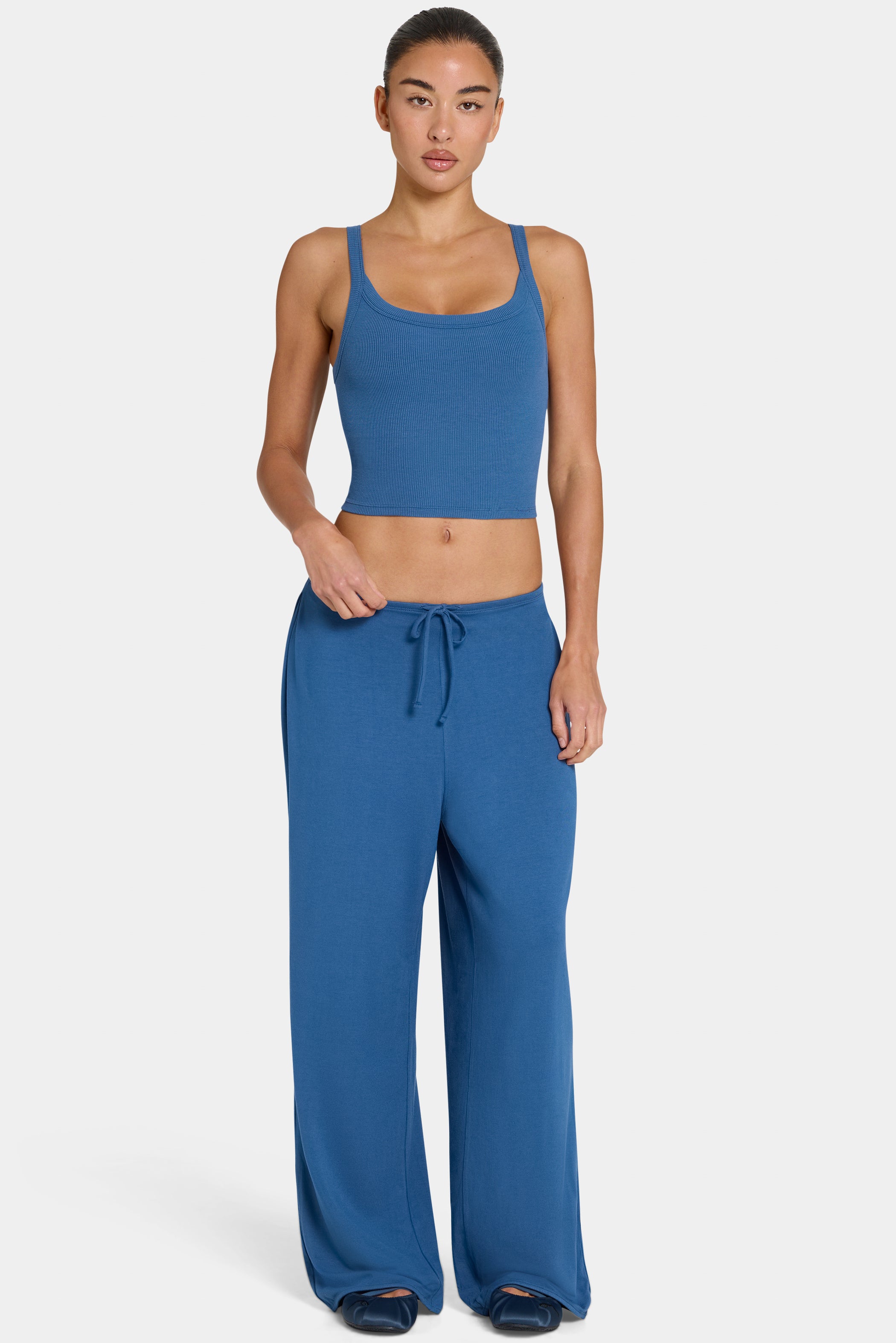 ButterCloud™ Tie-Waist Wide-Leg Trousers in Marine