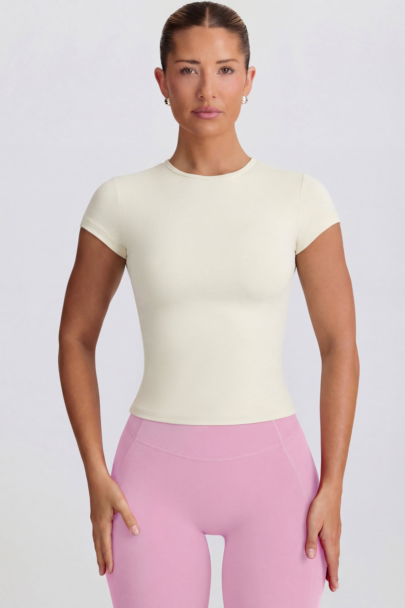 Cut-Out Longline T-Shirt in Oat - 1