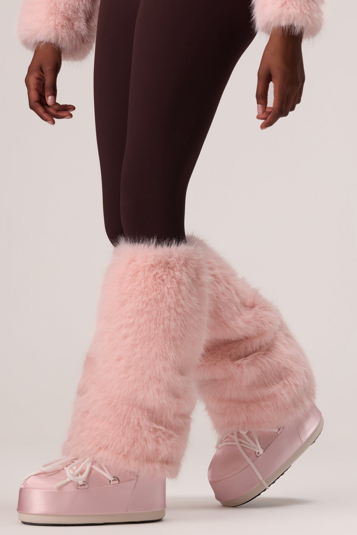 Faux Fur Boot Covers in Powder Pink - 1