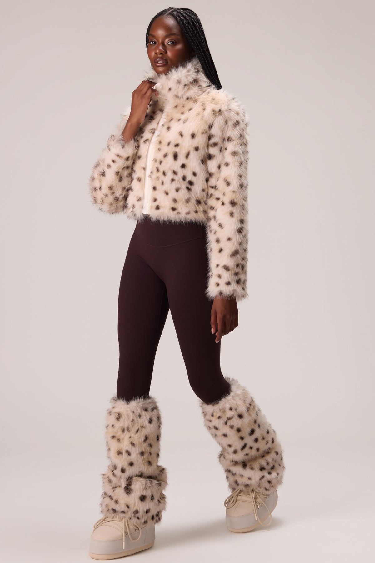 Faux Fur Boot Covers in Snow Leopard - 2