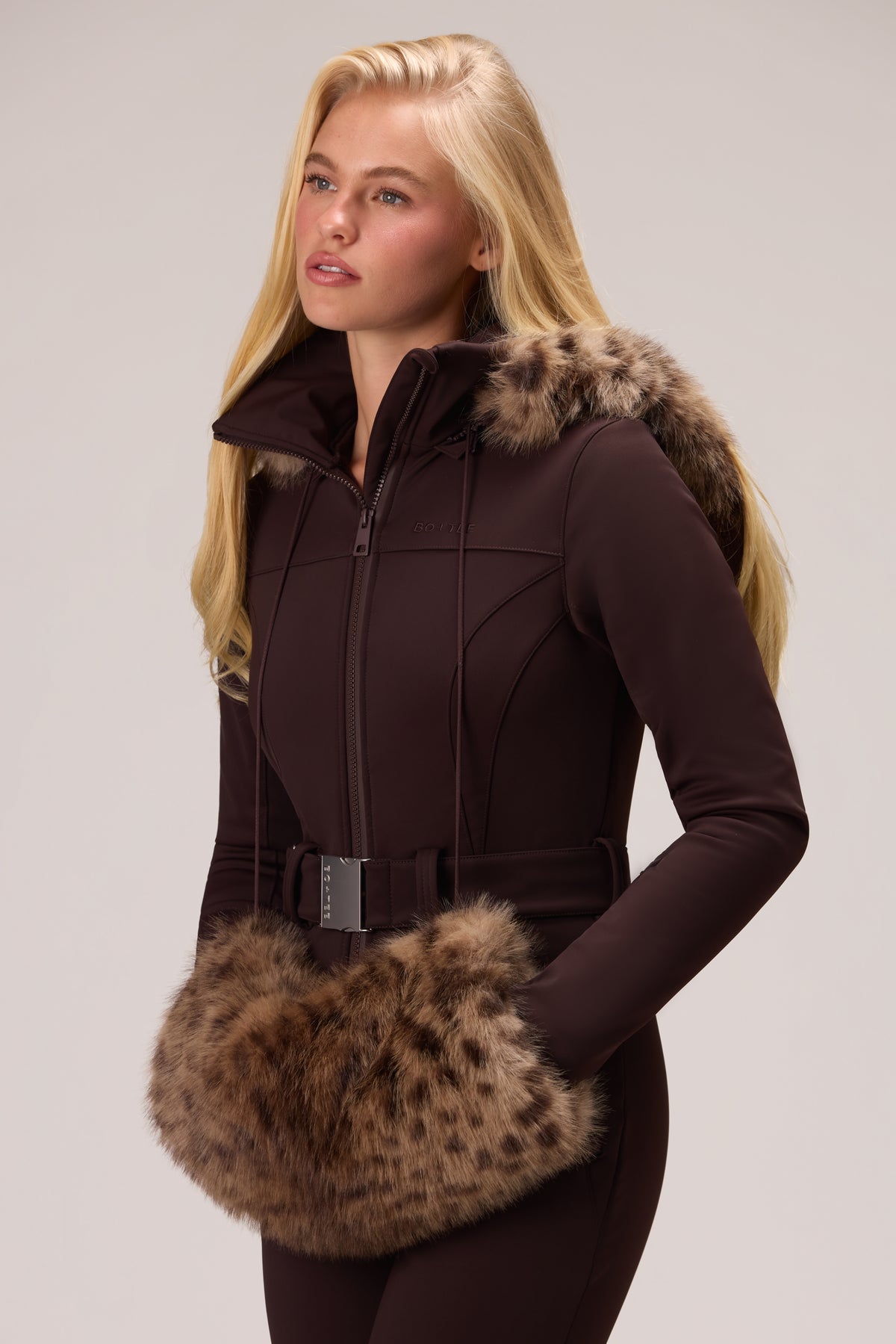 Faux Fur Hand Warmer in Brown Leopard - 1