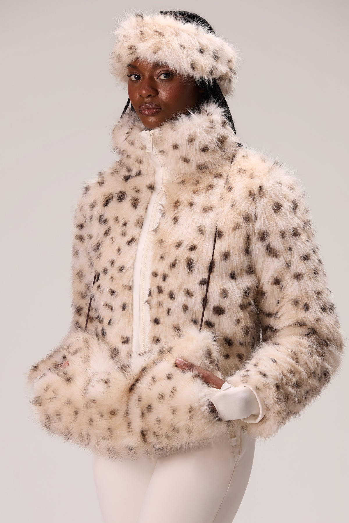 Faux Fur Hand Warmer in Snow Leopard - 2