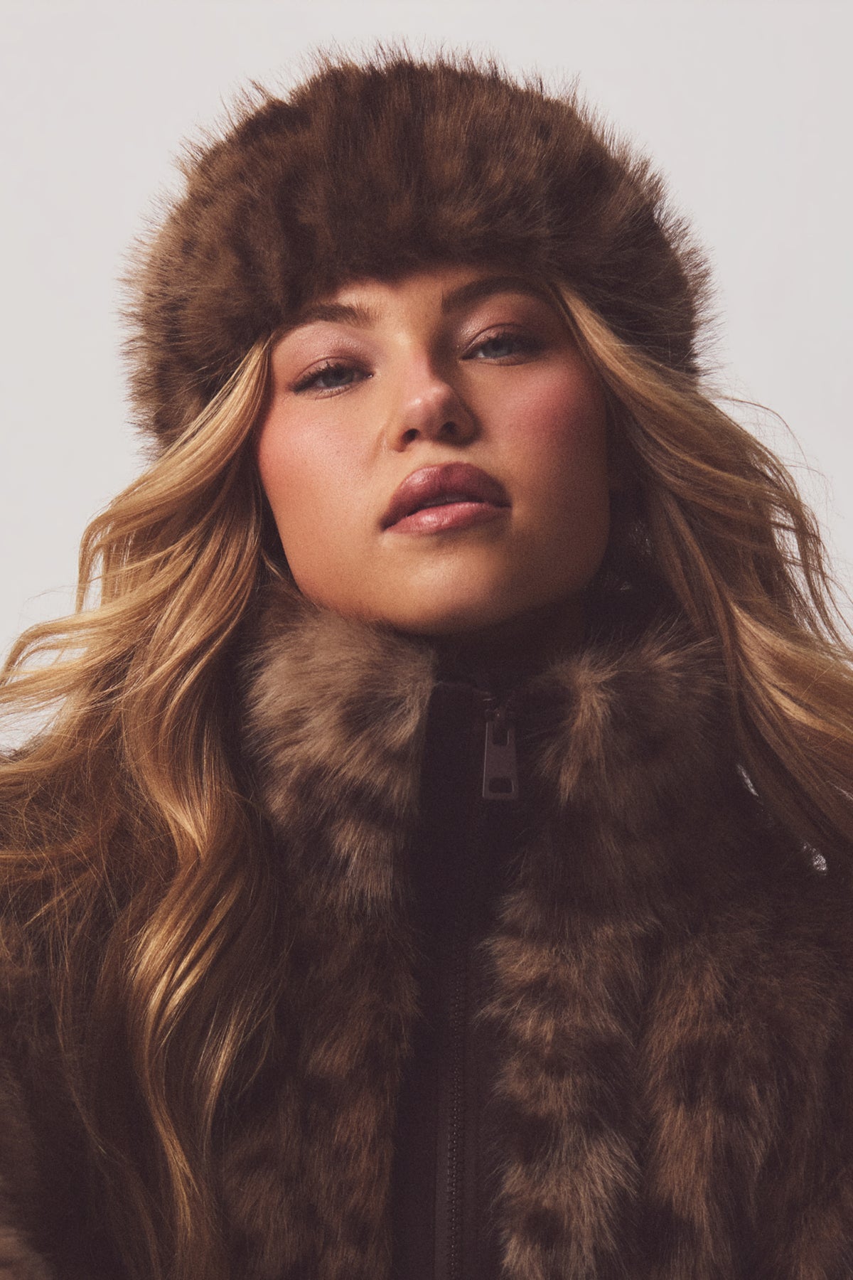 Faux Fur Headband in Brown Leopard - 1