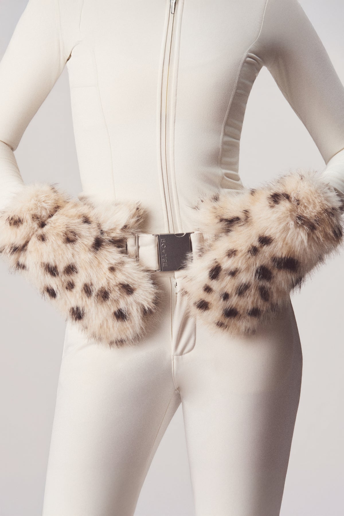 Faux Fur Tote Mitts in Snow Leopard - 1