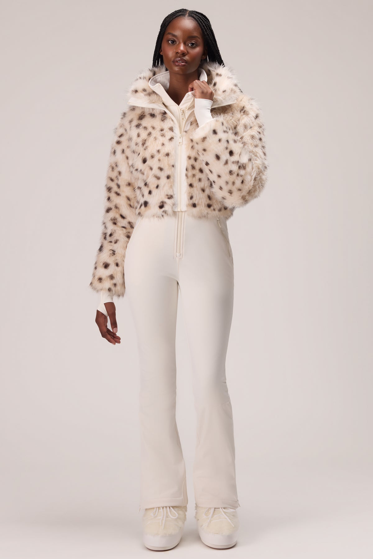 Faux Fur Ski Suit in Snow Leopard - 2