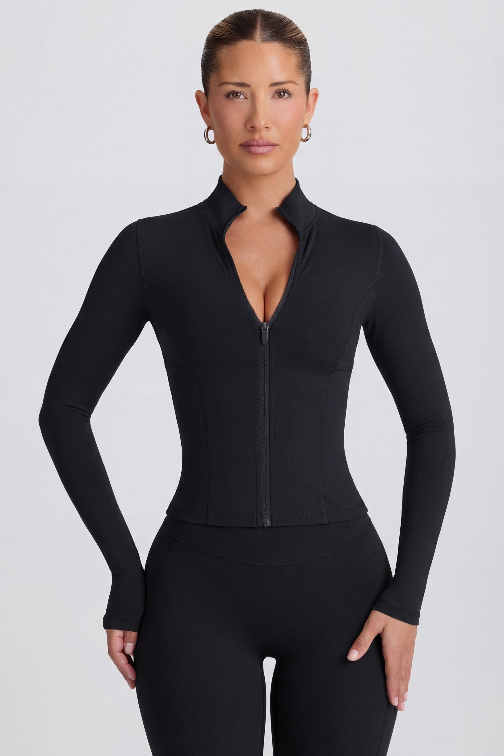 Soft Active Zip-Up Jacket in Black - 1