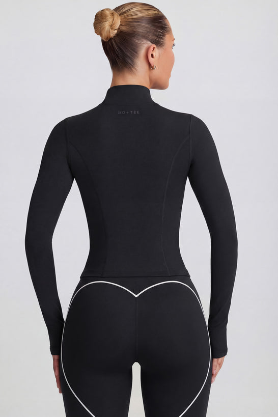 Soft Active Zip-Up Jacket in Black