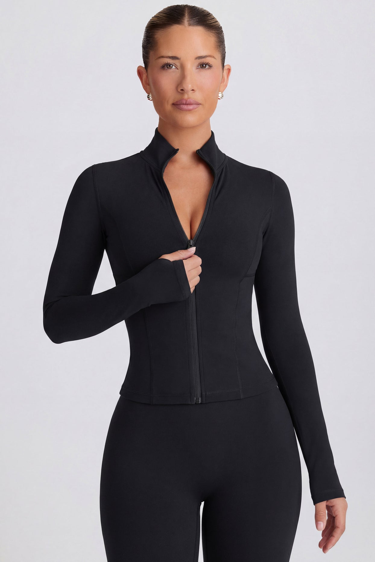 Soft Active Zip-Up Jacket in Black