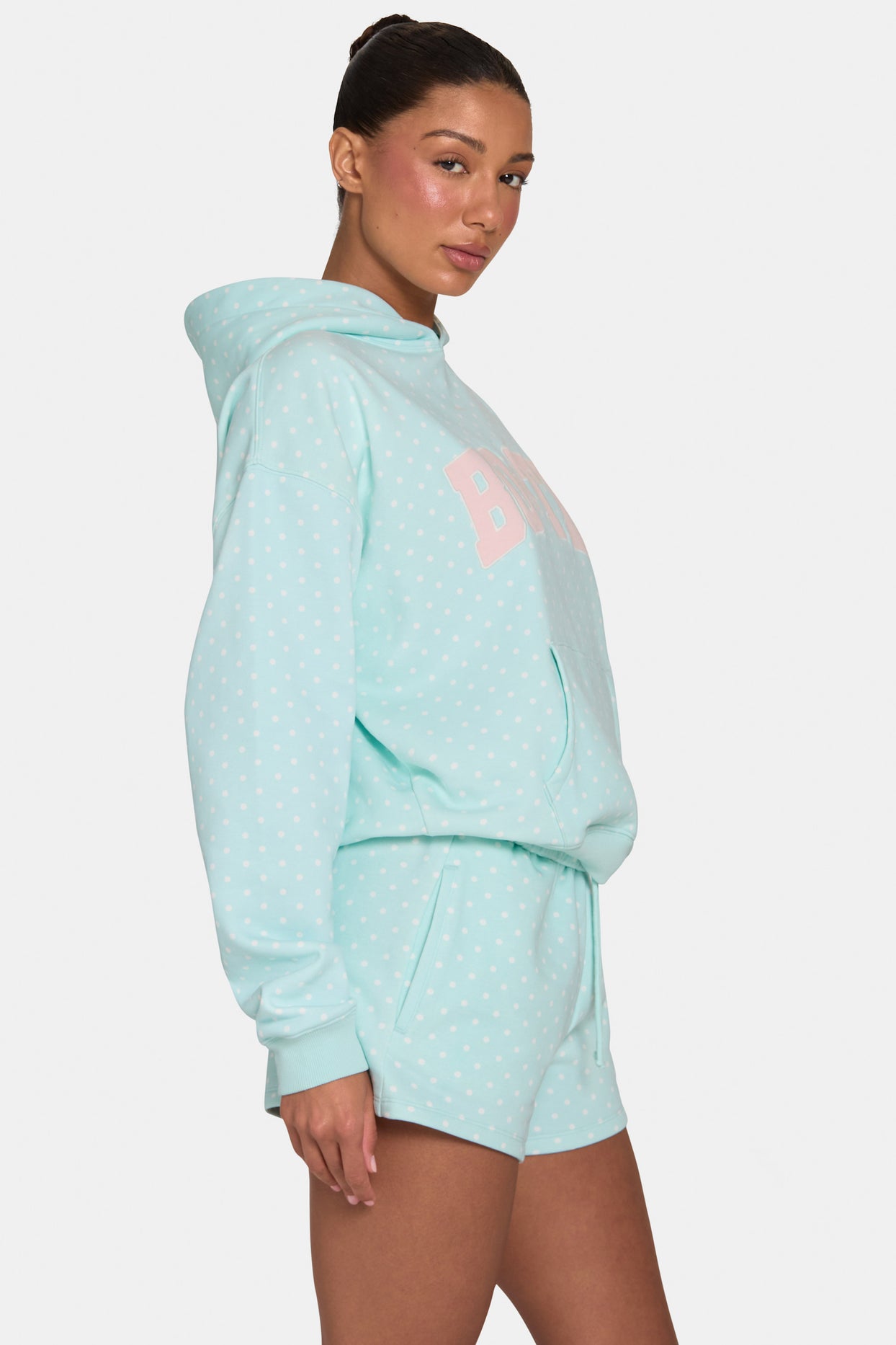 Oversized Applique Hoodie  in Peppermint Polka Dot - 3