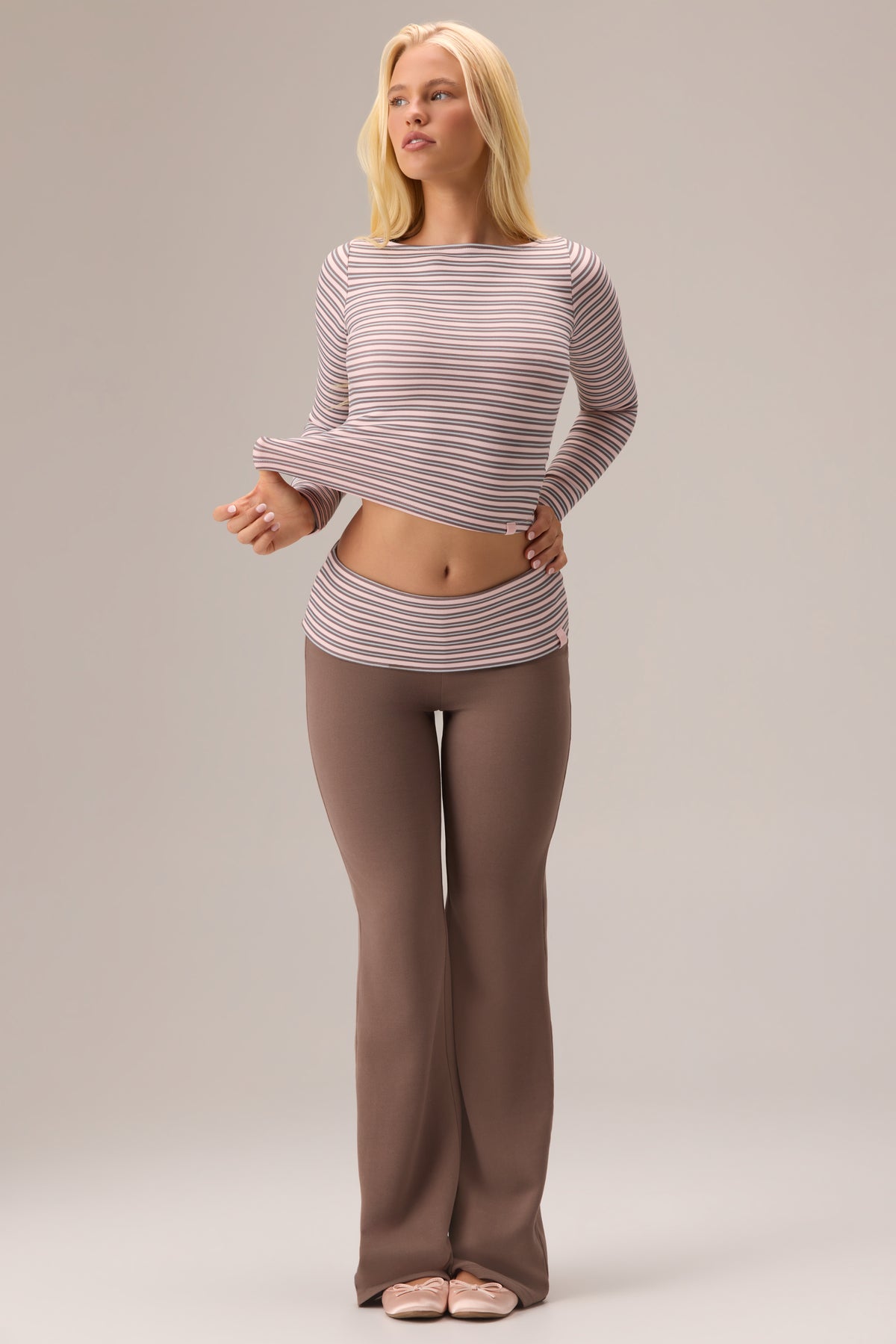 Plush Jersey Wide-Leg Trousers in Chestnut - 1