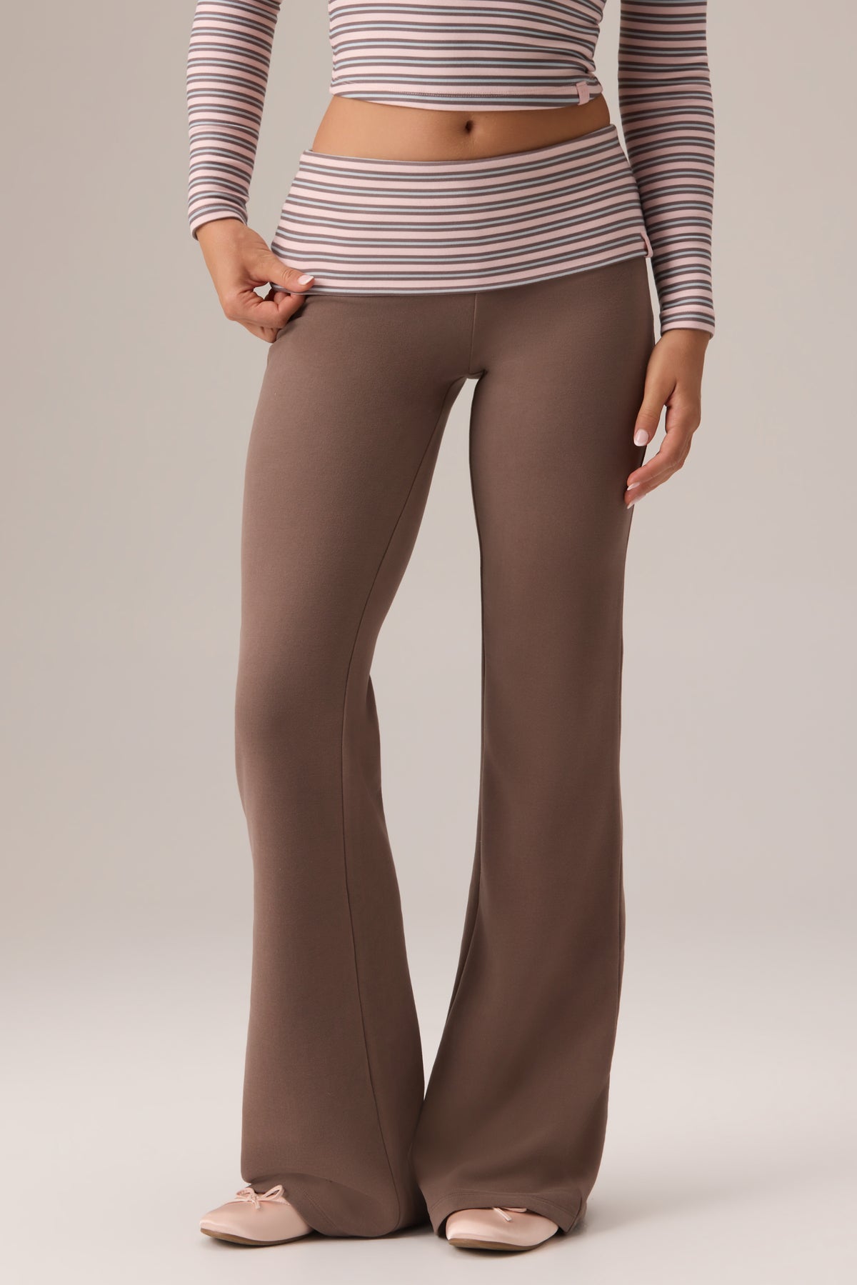 Plush Jersey Wide-Leg Trousers in Chestnut