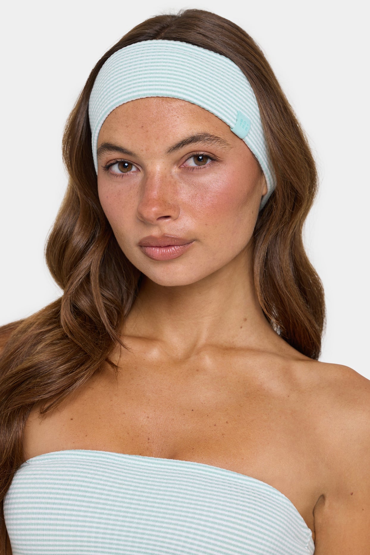 Ribbed Jersey Headband in Mint Stripe - 1