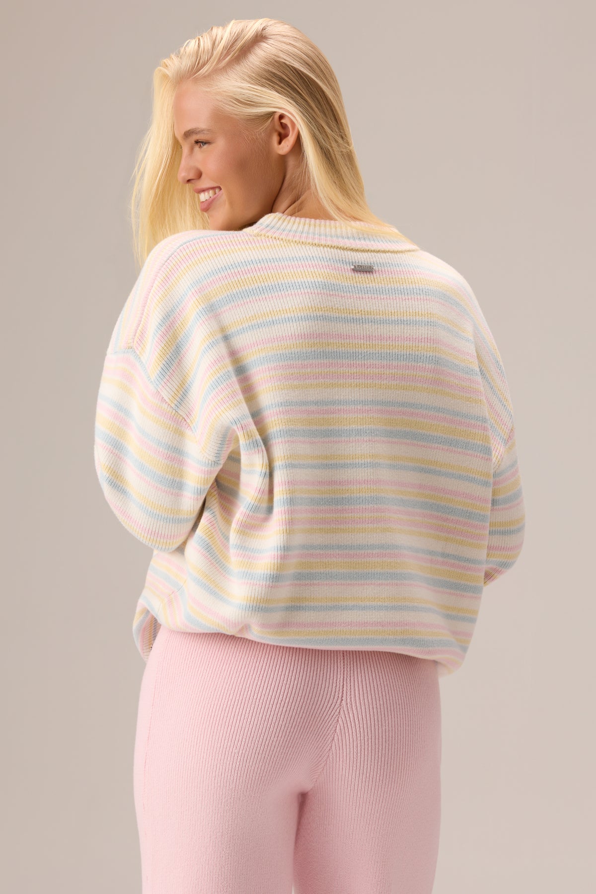 Ribbed Knit Oversized Jumper in Confetti Stripe
