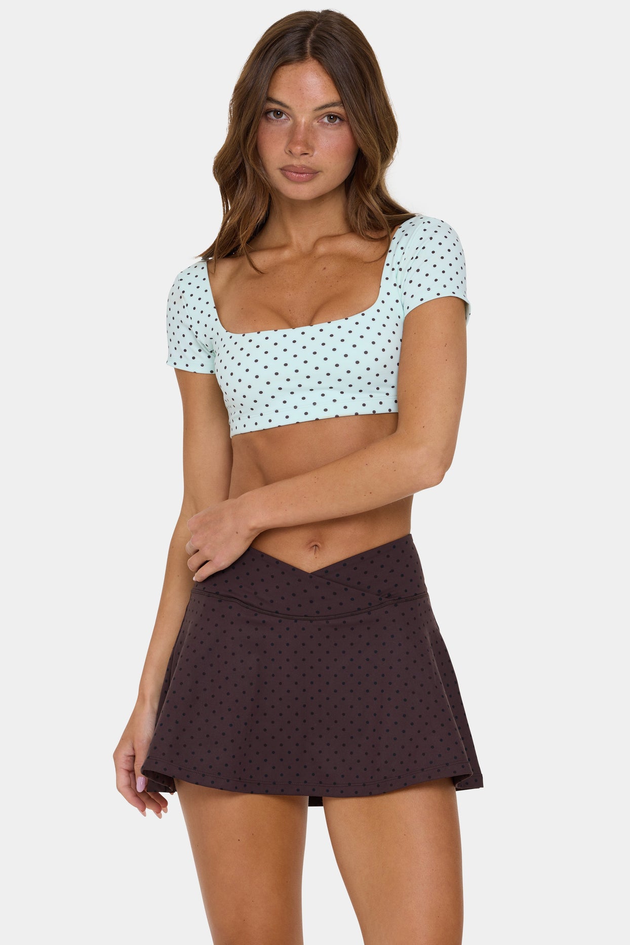 Soft Active Cap Sleeve Crop Top in Mint Chip - 6