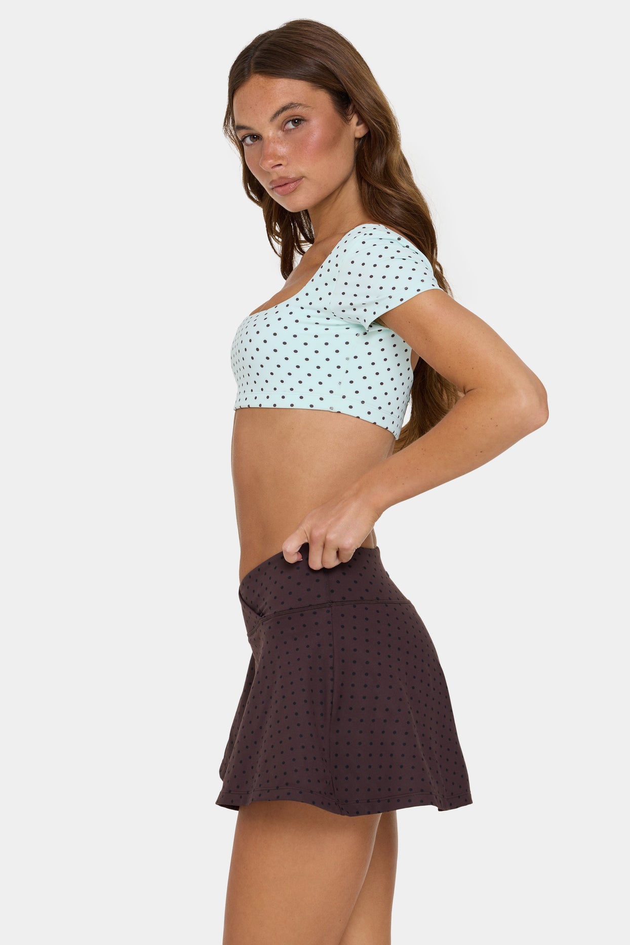 Soft Active Cap Sleeve Crop Top in Mint Chip - 5