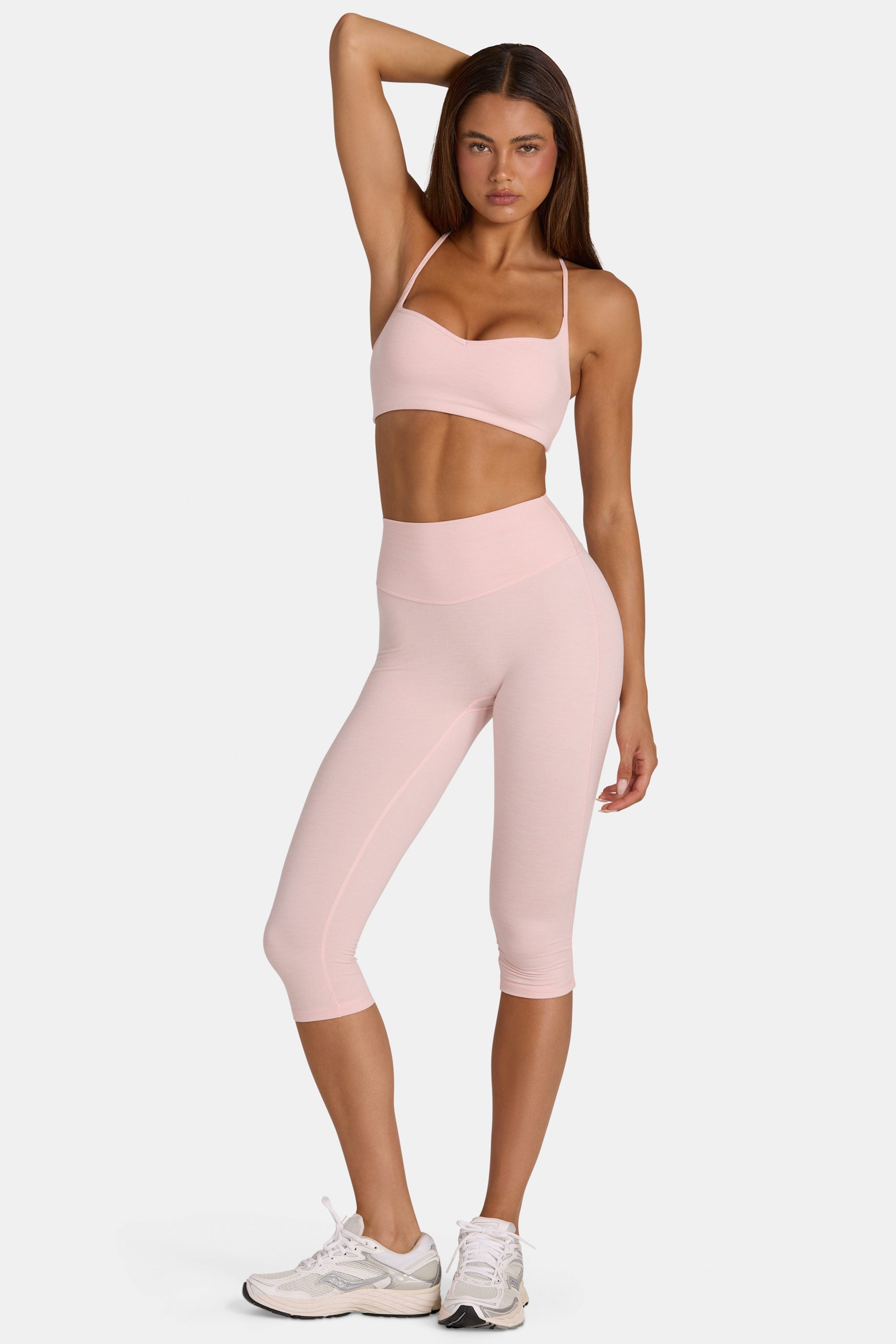 Soft Active Capri Leggings in Blush Marl - 1