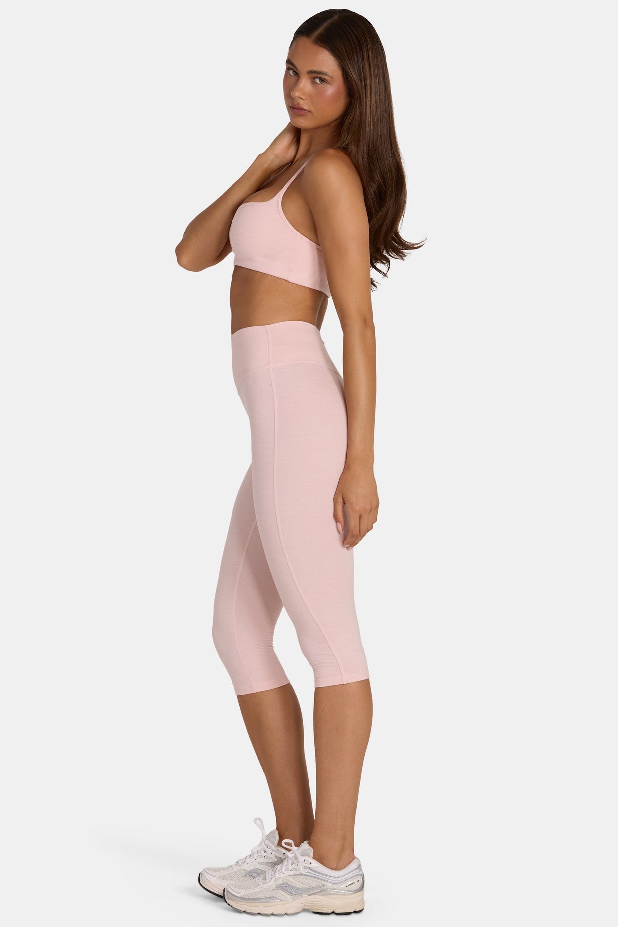 Soft Active Capri Leggings in Blush Marl - 3