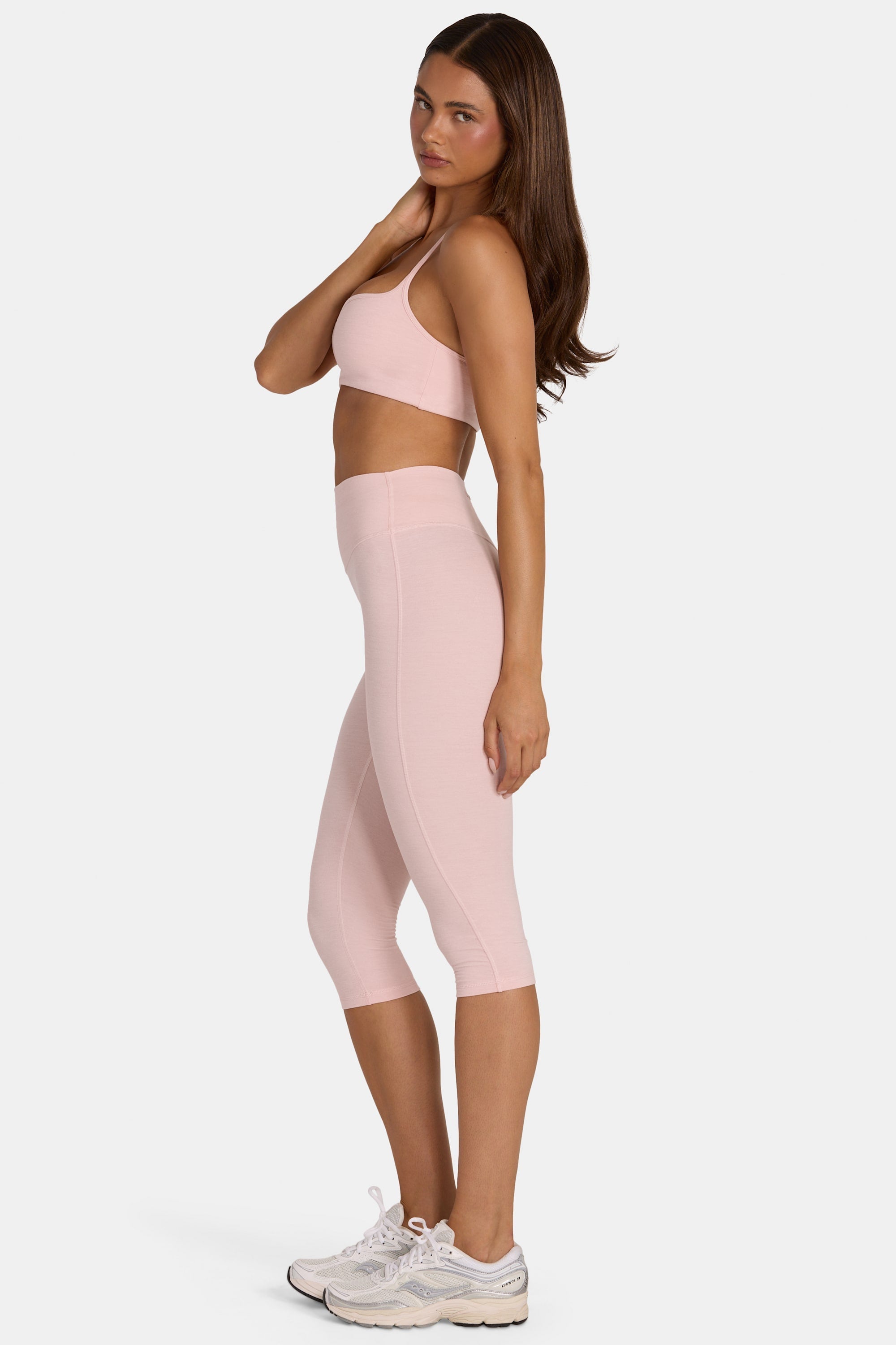 Soft Active Capri Leggings in Blush Marl