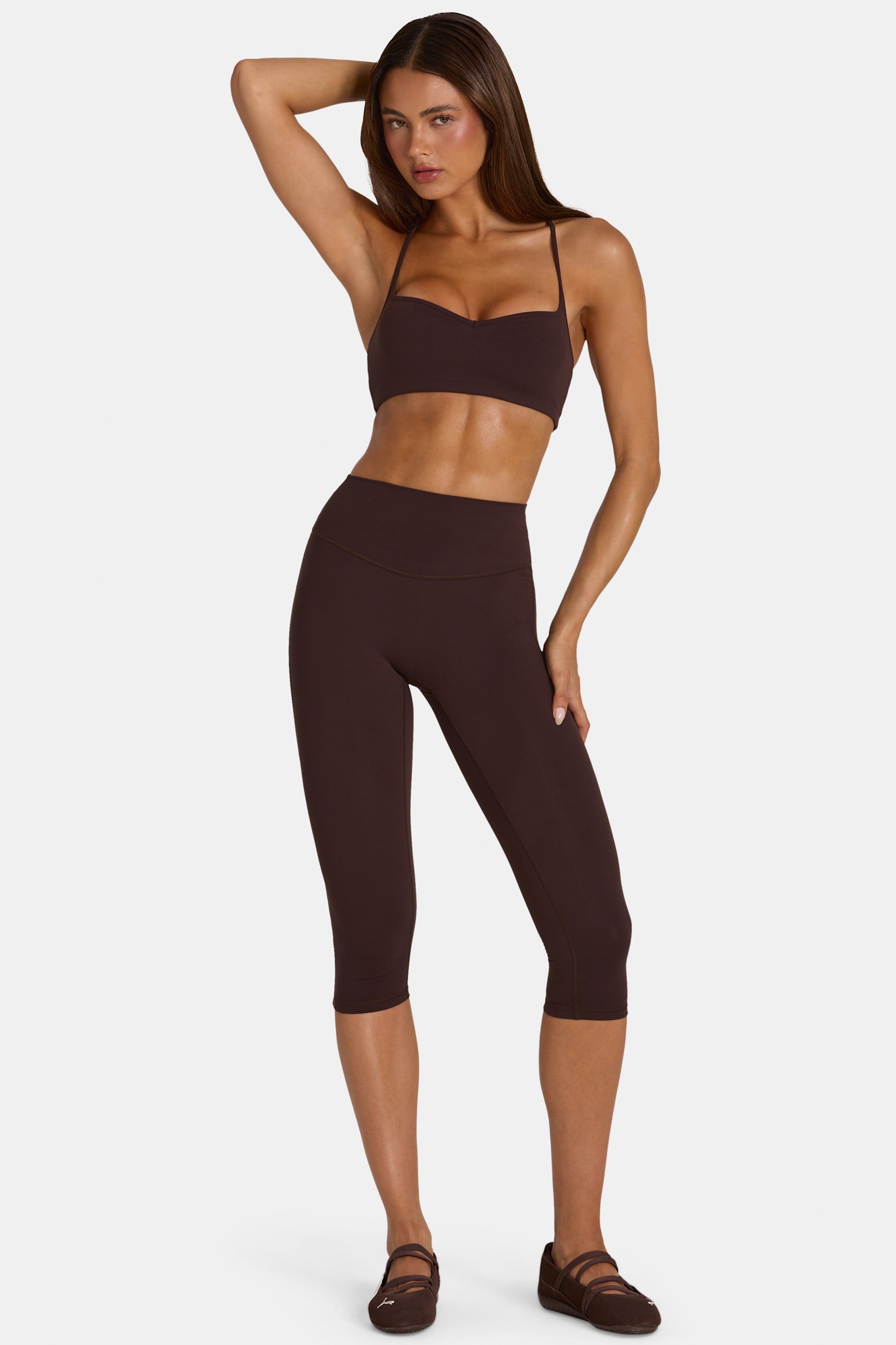 Soft Active Capri Leggings in Espresso - 1