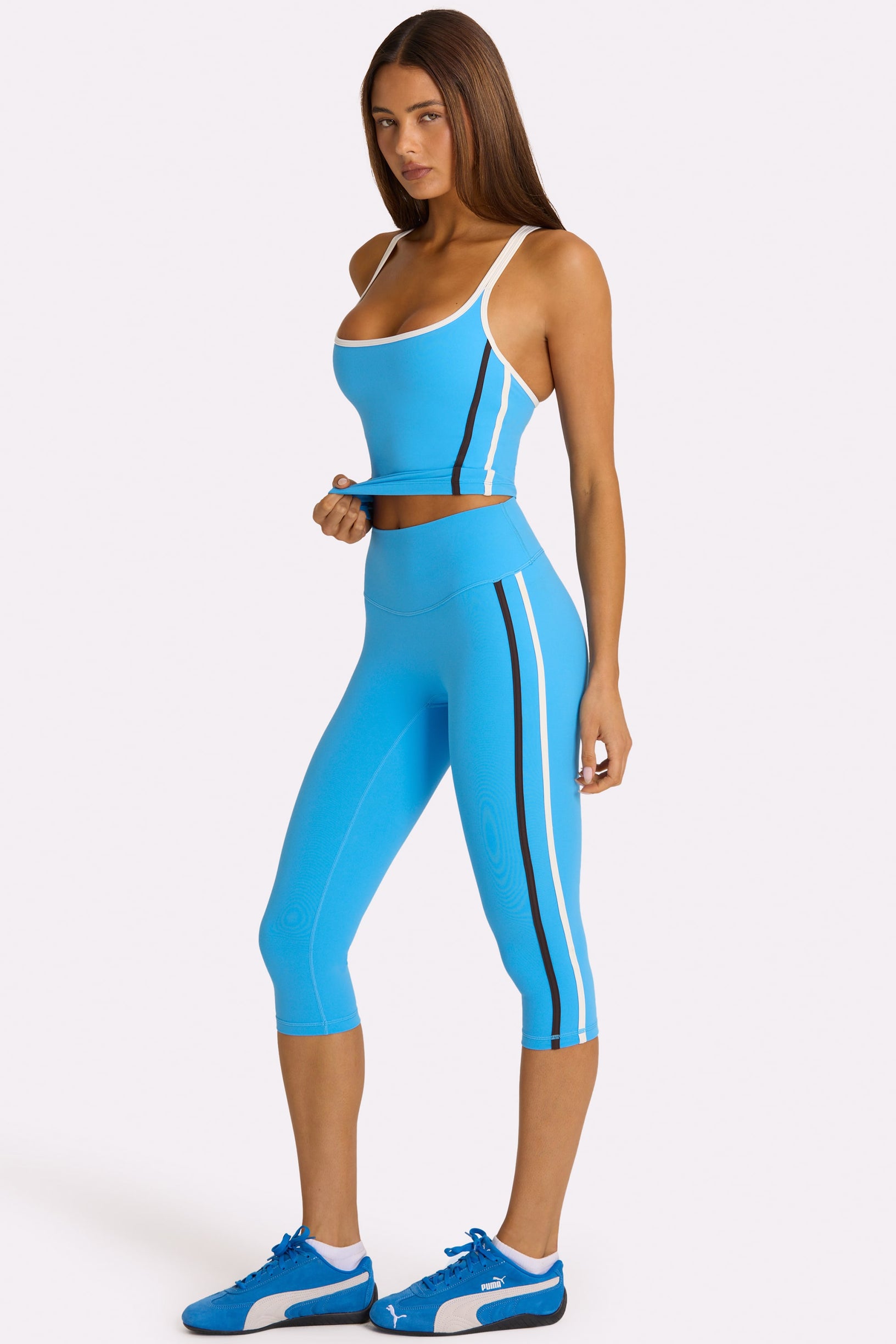 Soft Active Capri Leggings in Electric Blue - 1