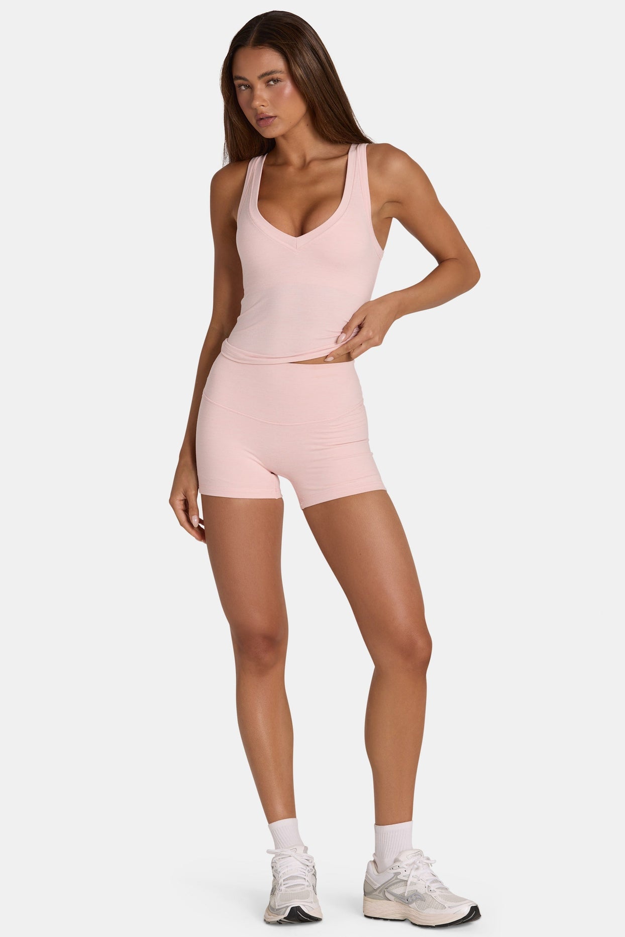 Soft Active Mini Shorts in Blush Marl - 6