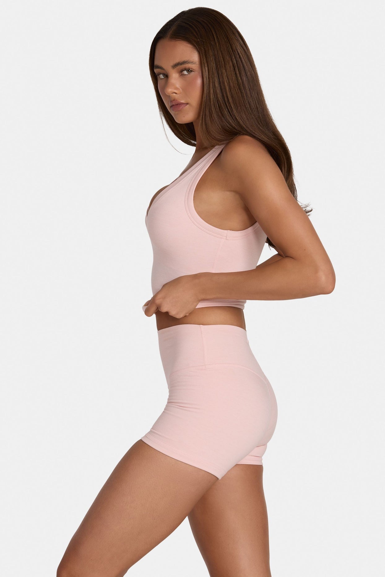 Soft Active Mini Shorts in Blush Marl - 4