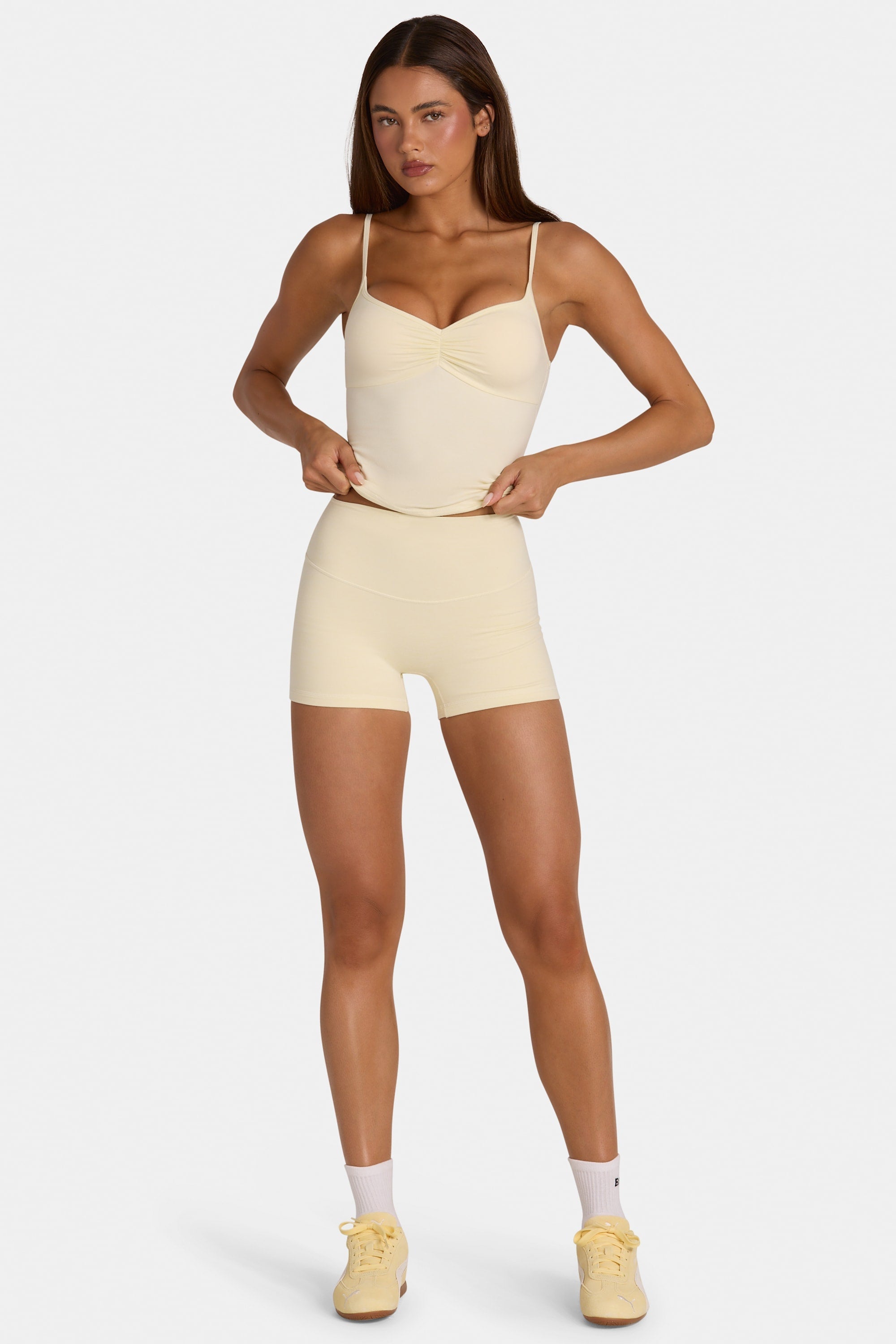 Soft Active Mini Shorts in Lemon Marl - 1