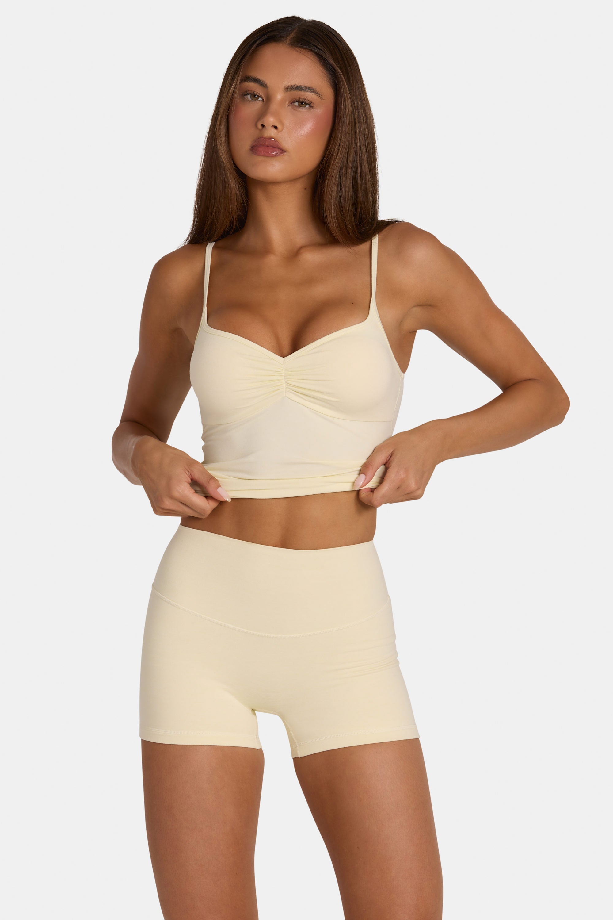 Soft Active Mini Shorts in Lemon Marl