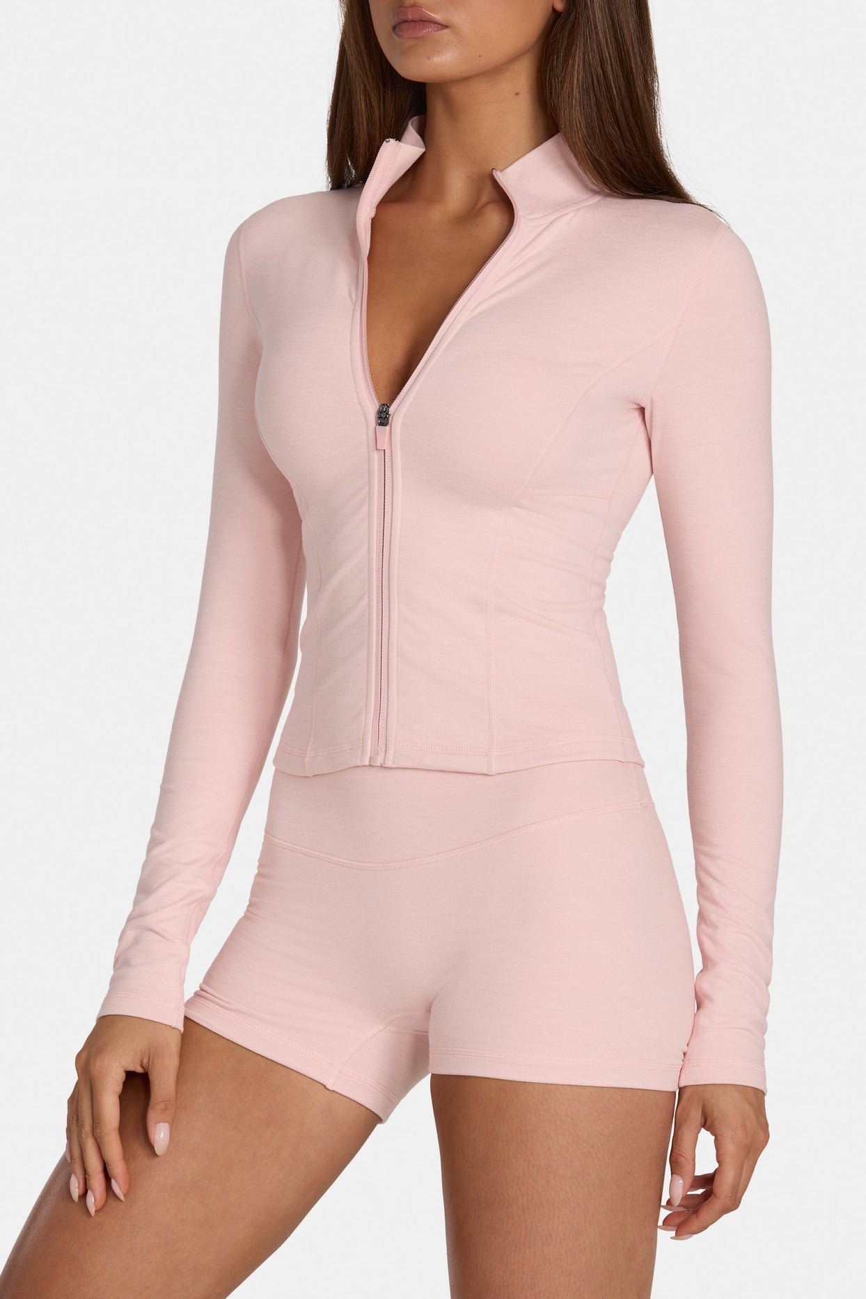 Soft Active Zip-Up Jacket in Blush Marl - 4