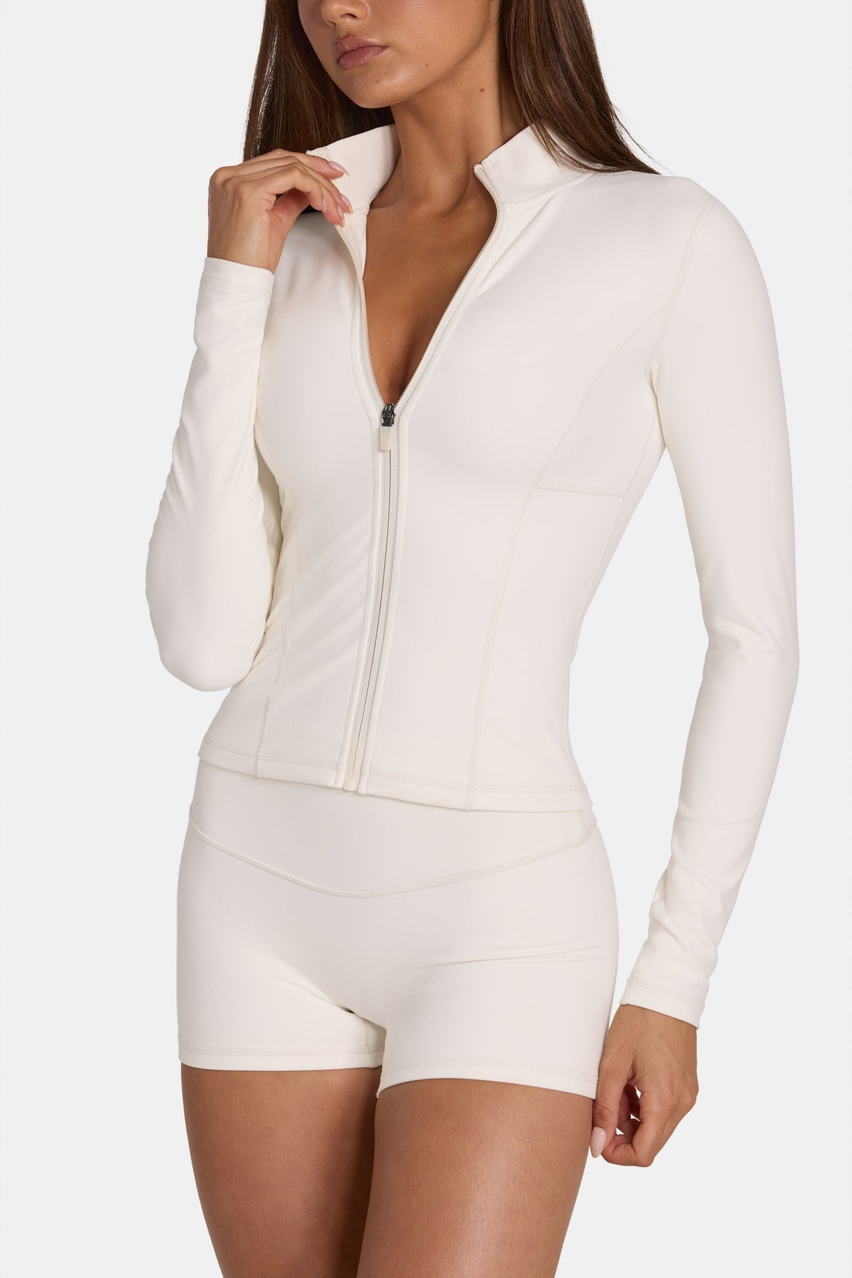 Soft Active Zip-Up Jacket in Coconut - 5