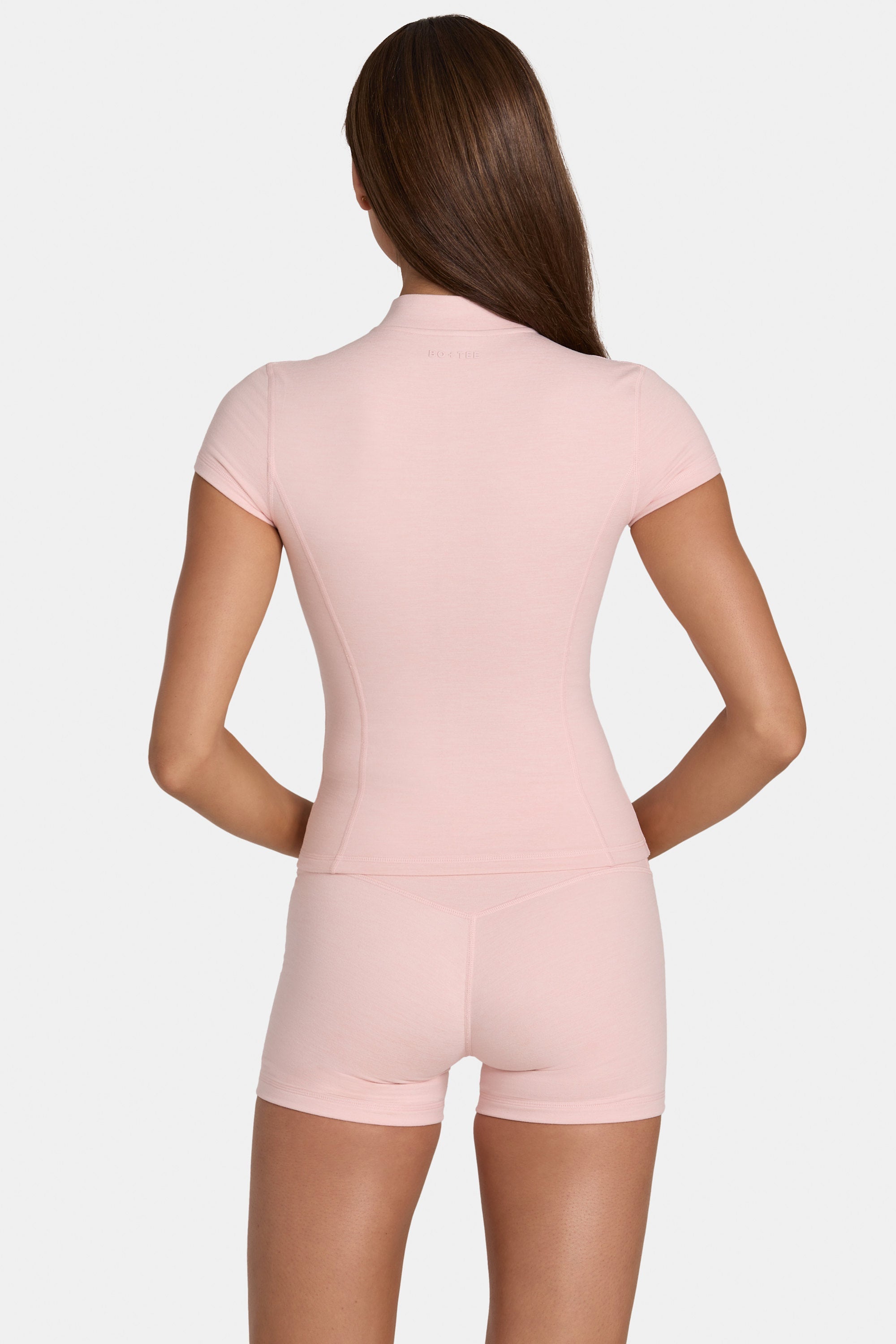 Soft Active Zip-Up Top in Blush Marl - 2