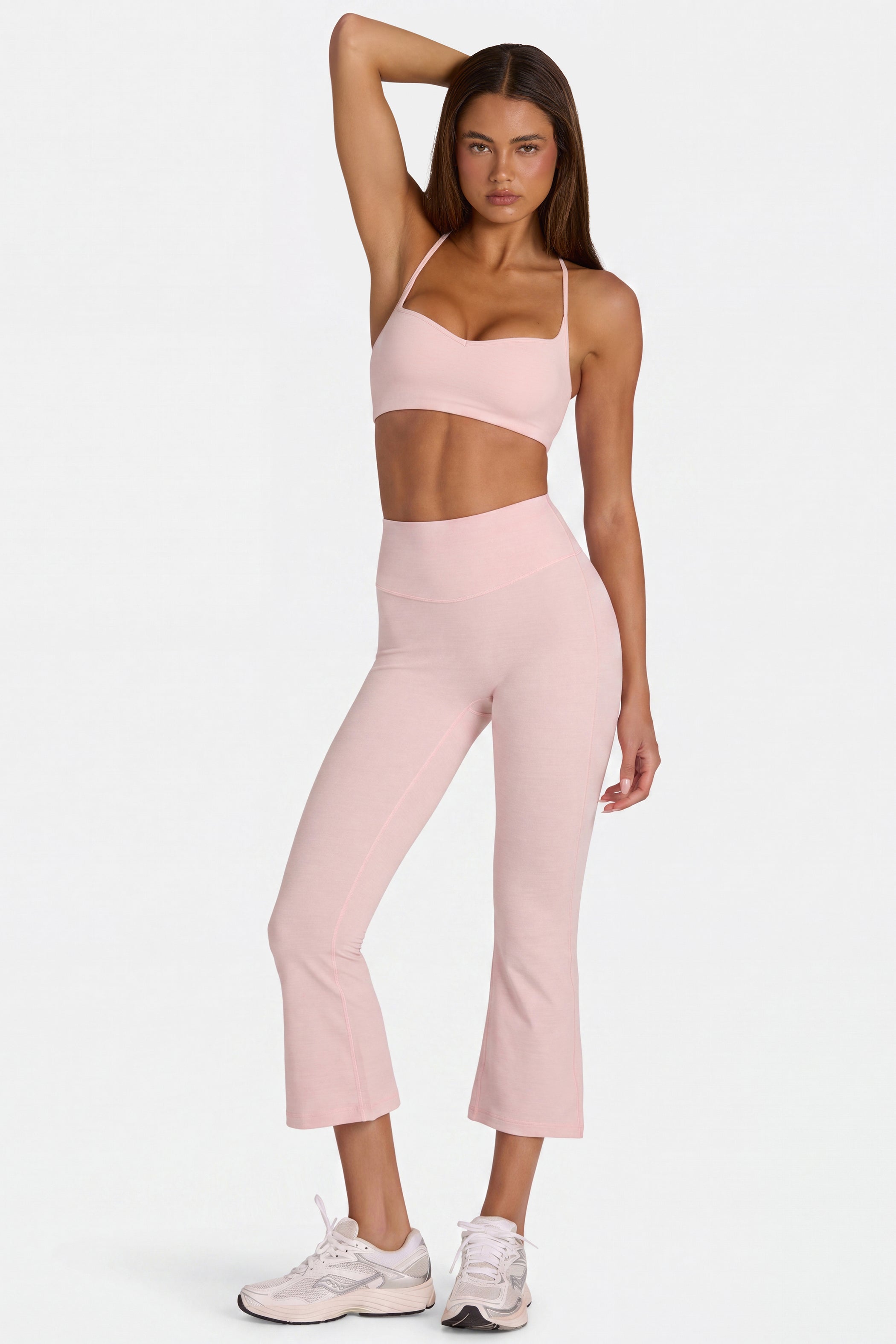 Soft Active Flared Capri Leggings in Blush Marl