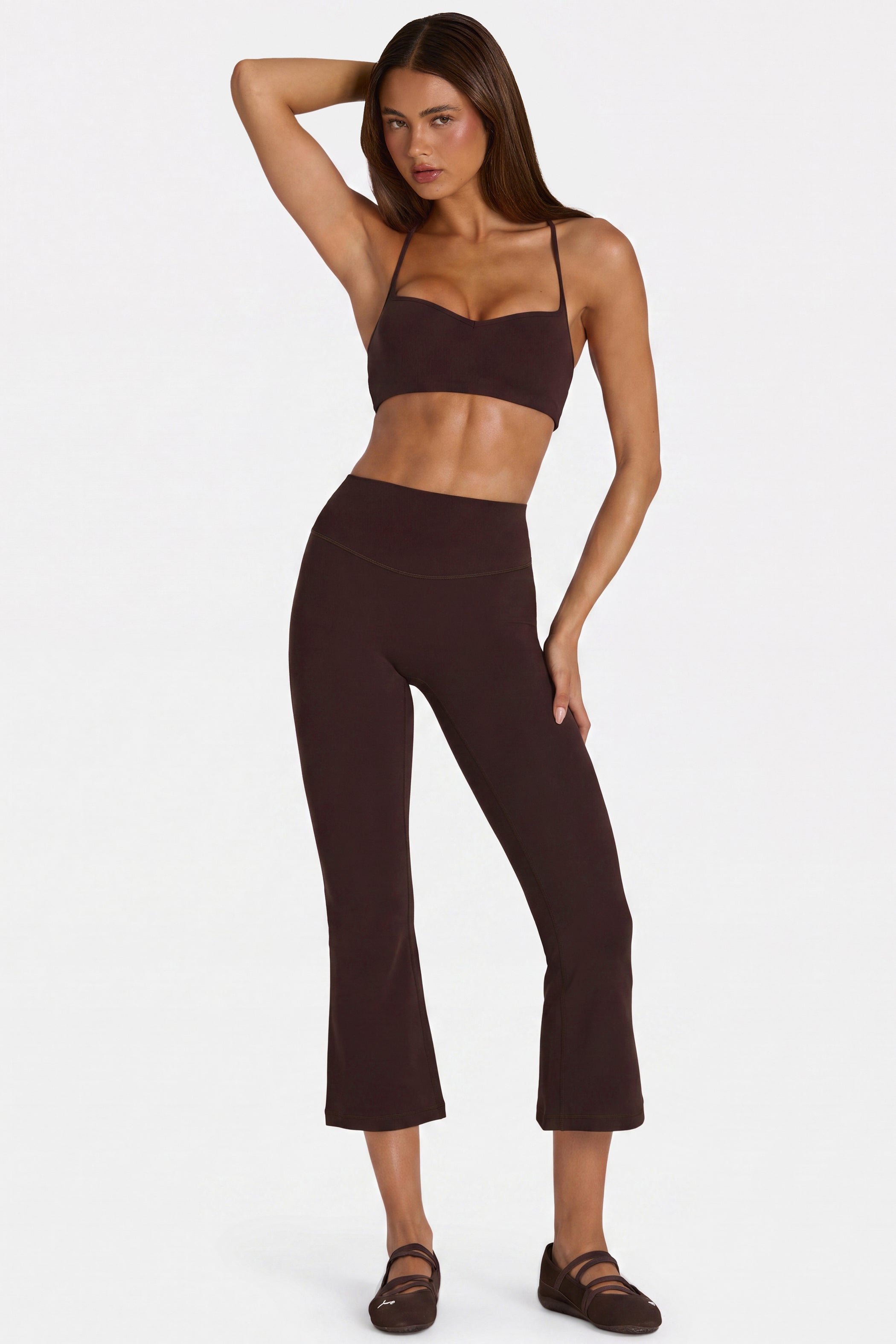 Soft Active Flared Capri Leggings in Espresso