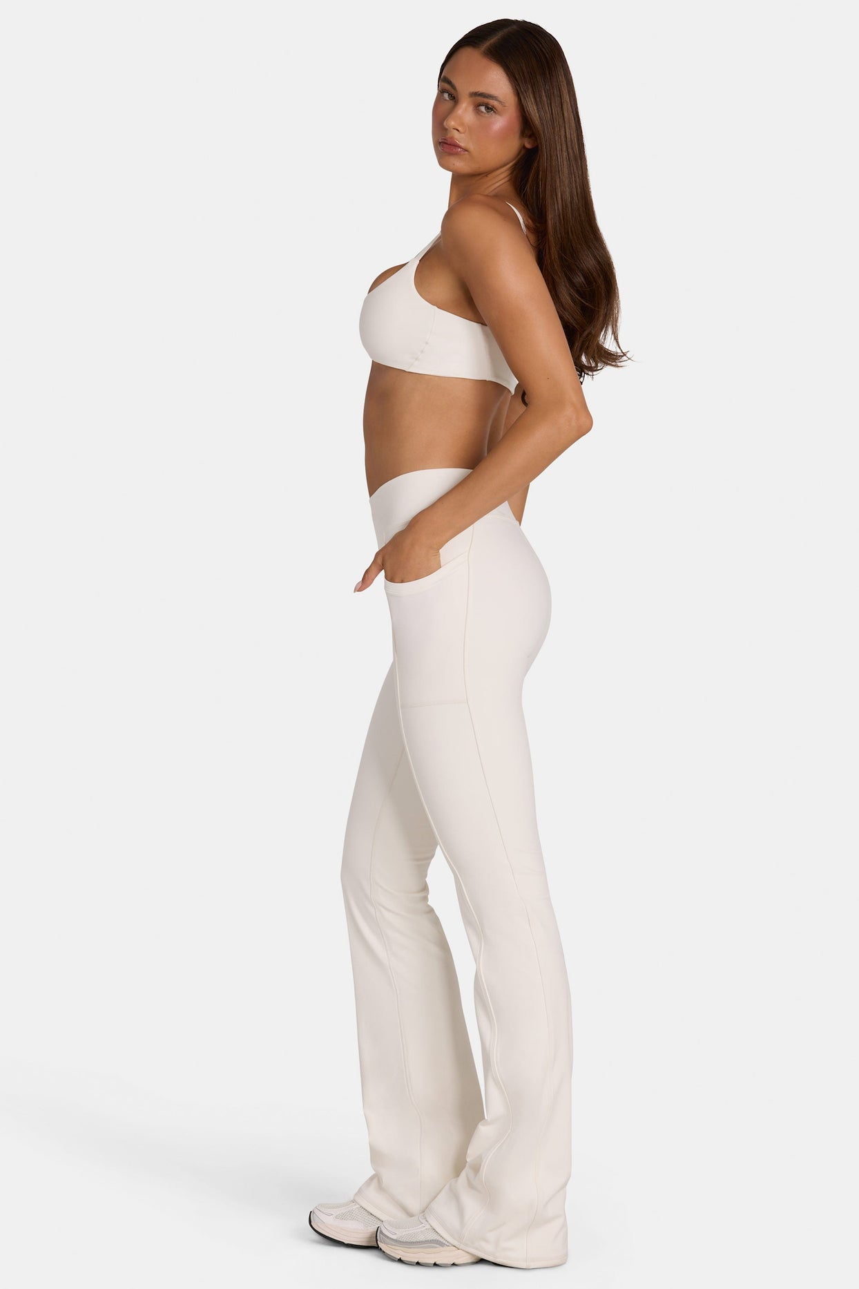 Soft Active V-Waist Flared Leggings in Coconut - 3