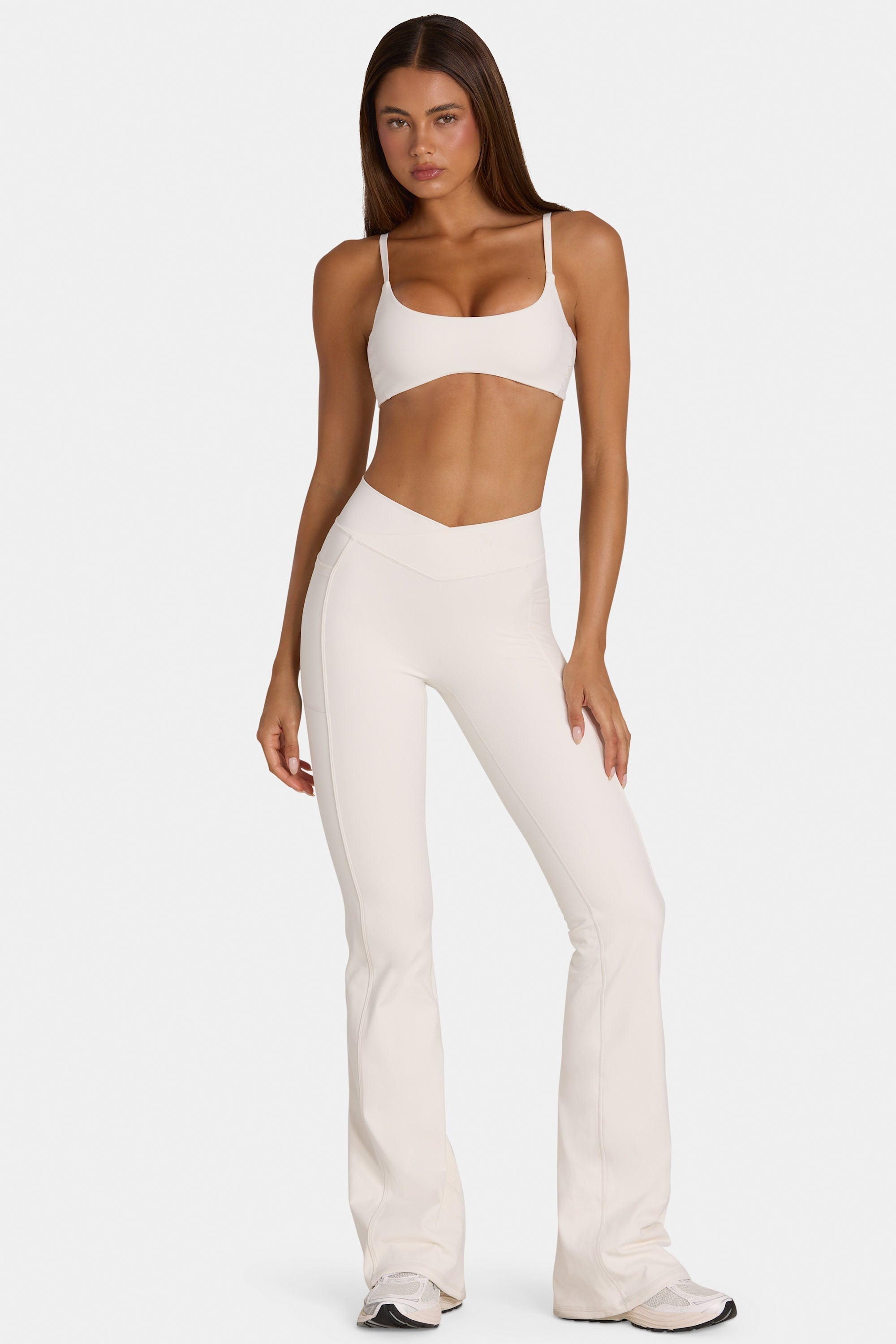 Soft Active V-Waist Flared Leggings in Coconut - 1