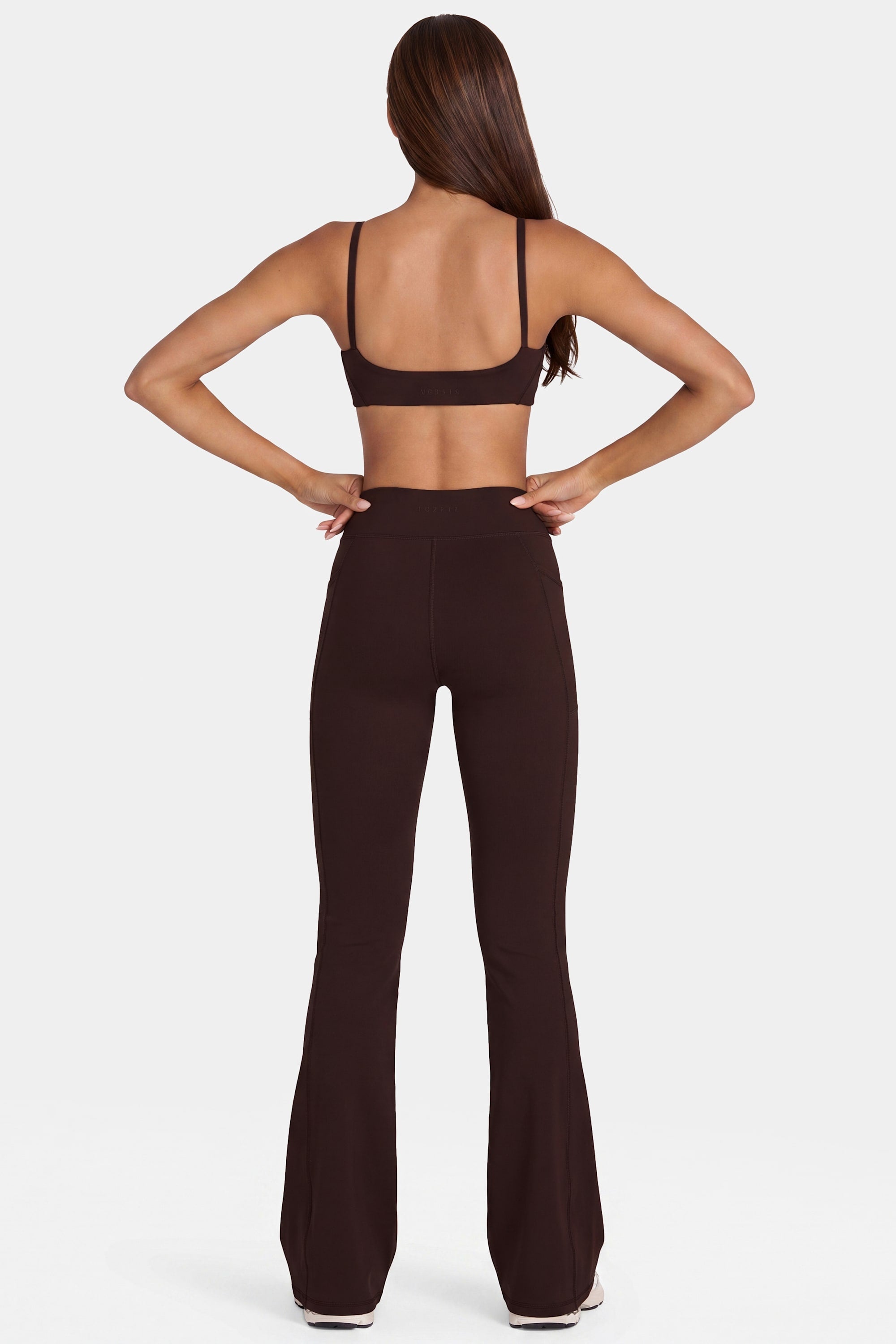 Soft Active V-Waist Flared Leggings in Espresso - 2