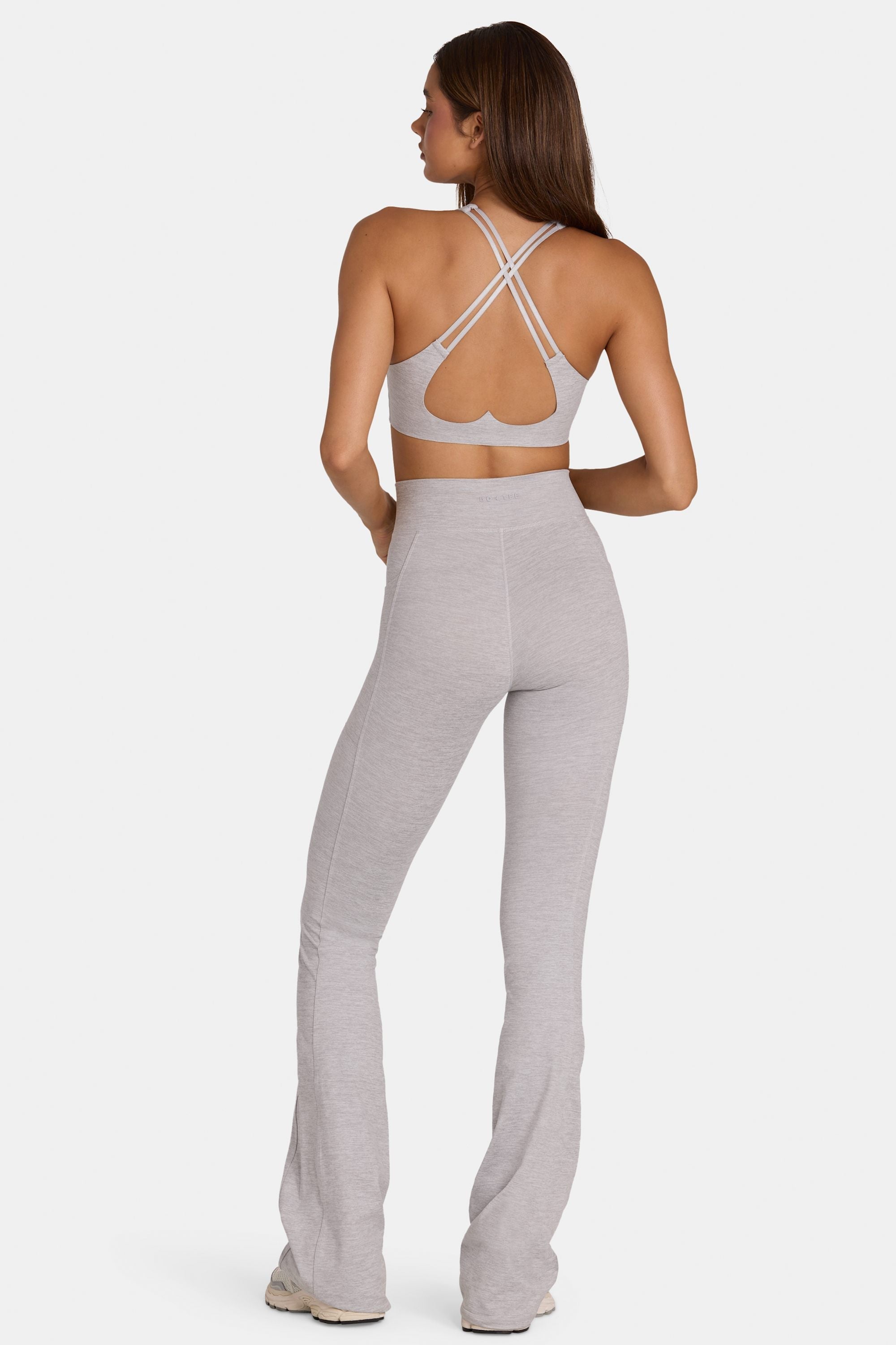 Soft Active V-Waist Flared Leggings in Grey Marl - 2