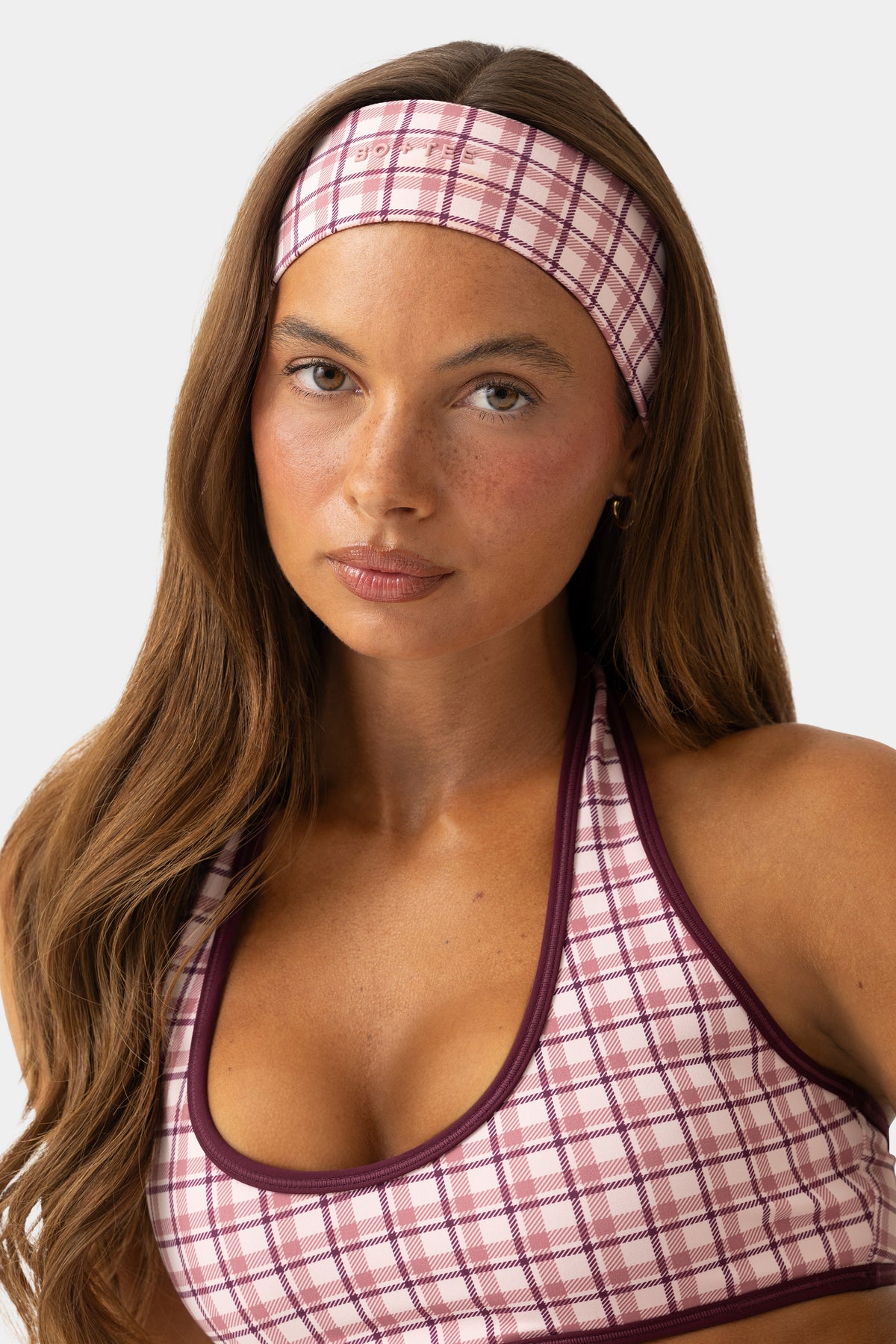 Soft Active Headband 2-Pack in Berry Plaid