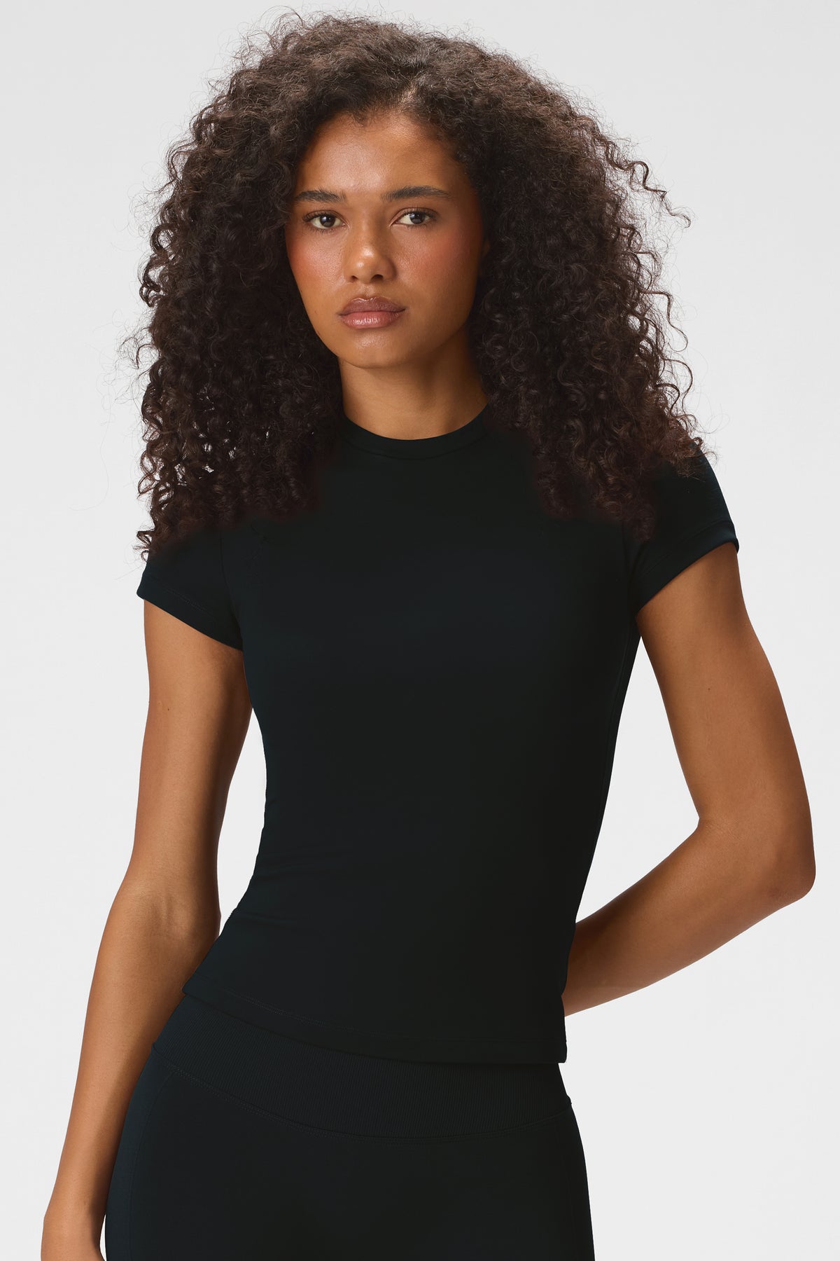 Soft Active Short Sleeve Top in Black