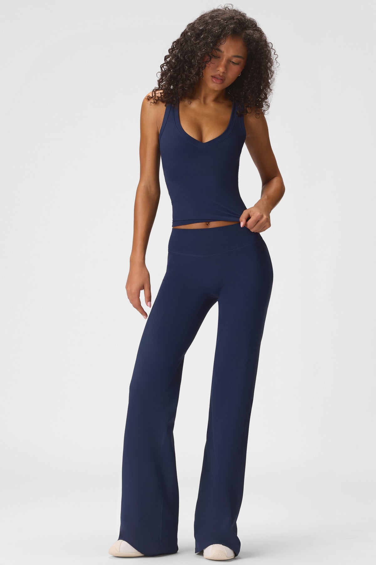 Soft Active Wide-Leg Trousers in Midnight Navy