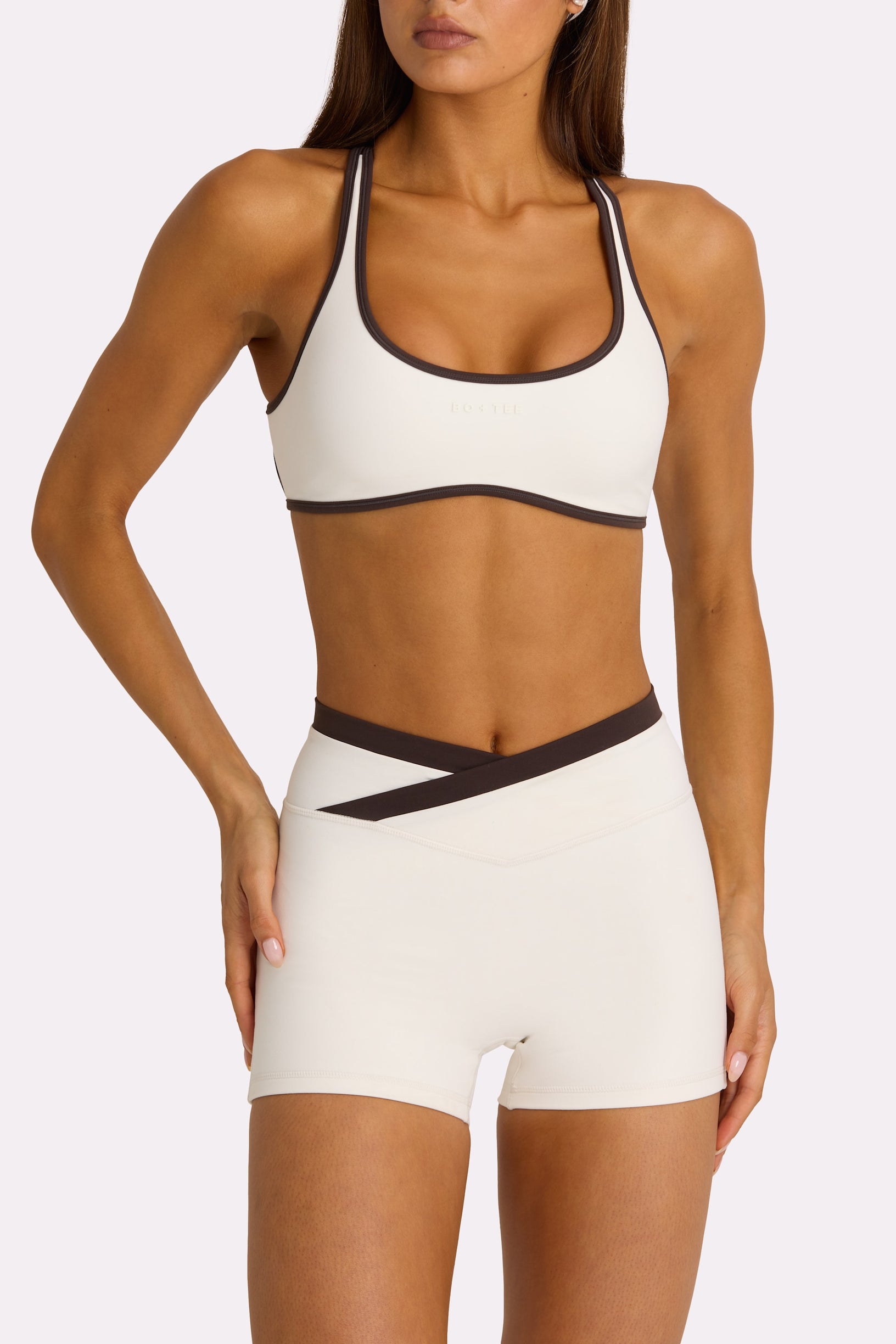 Soft Active Wrap Waist Shorts in Coconut - 2