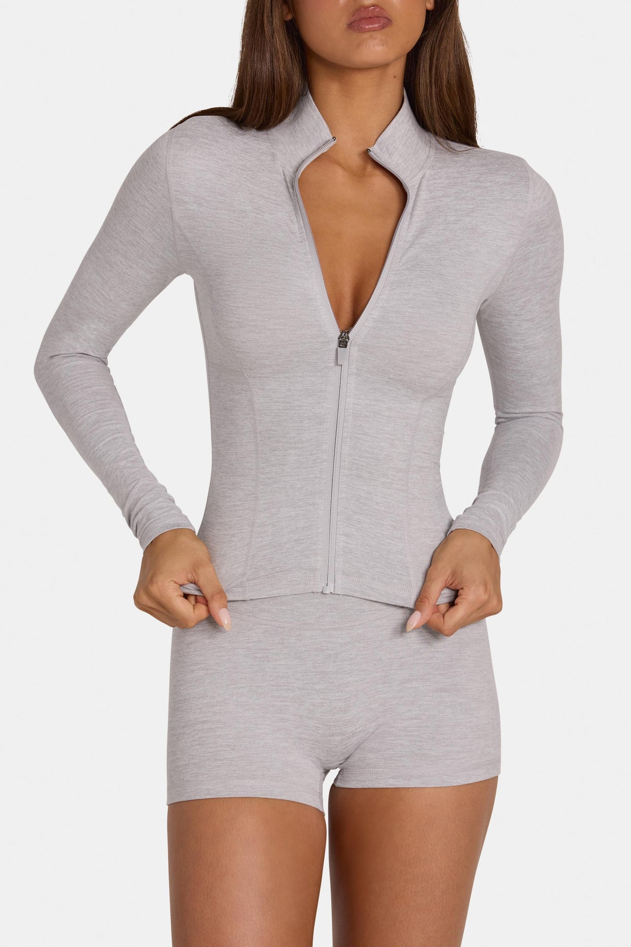 Soft Active Zip-Up Jacket in Grey Marl - 4