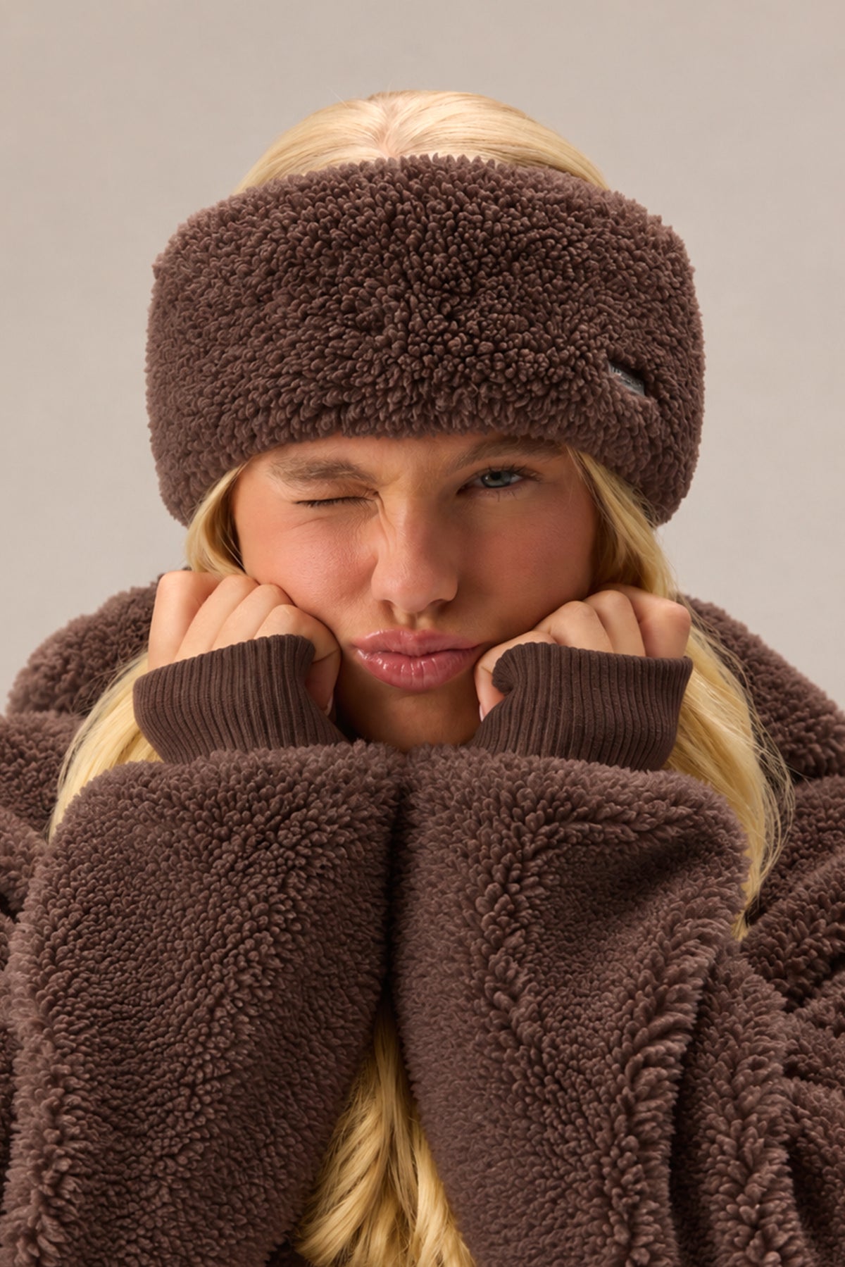 Teddy Fleece Headband in Chestnut - 1