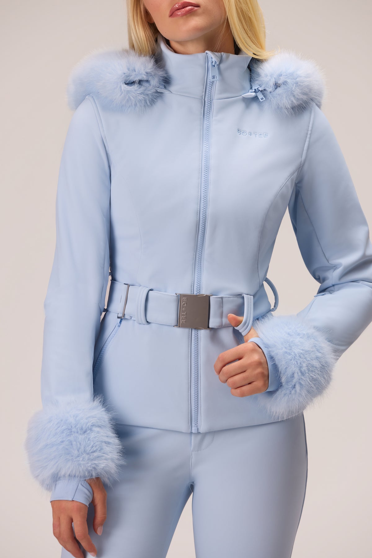 Water Resistant Soft Shell Ski Jacket in Powder Blue - 2