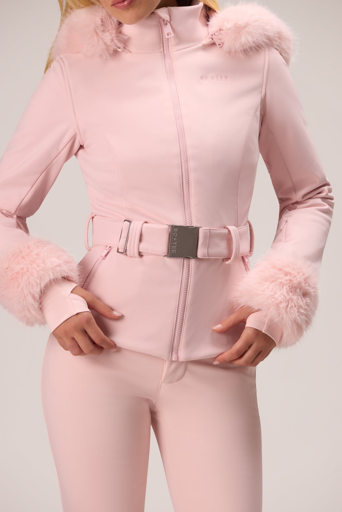 Water Resistant Soft Shell Ski Jacket in Powder Pink - 2