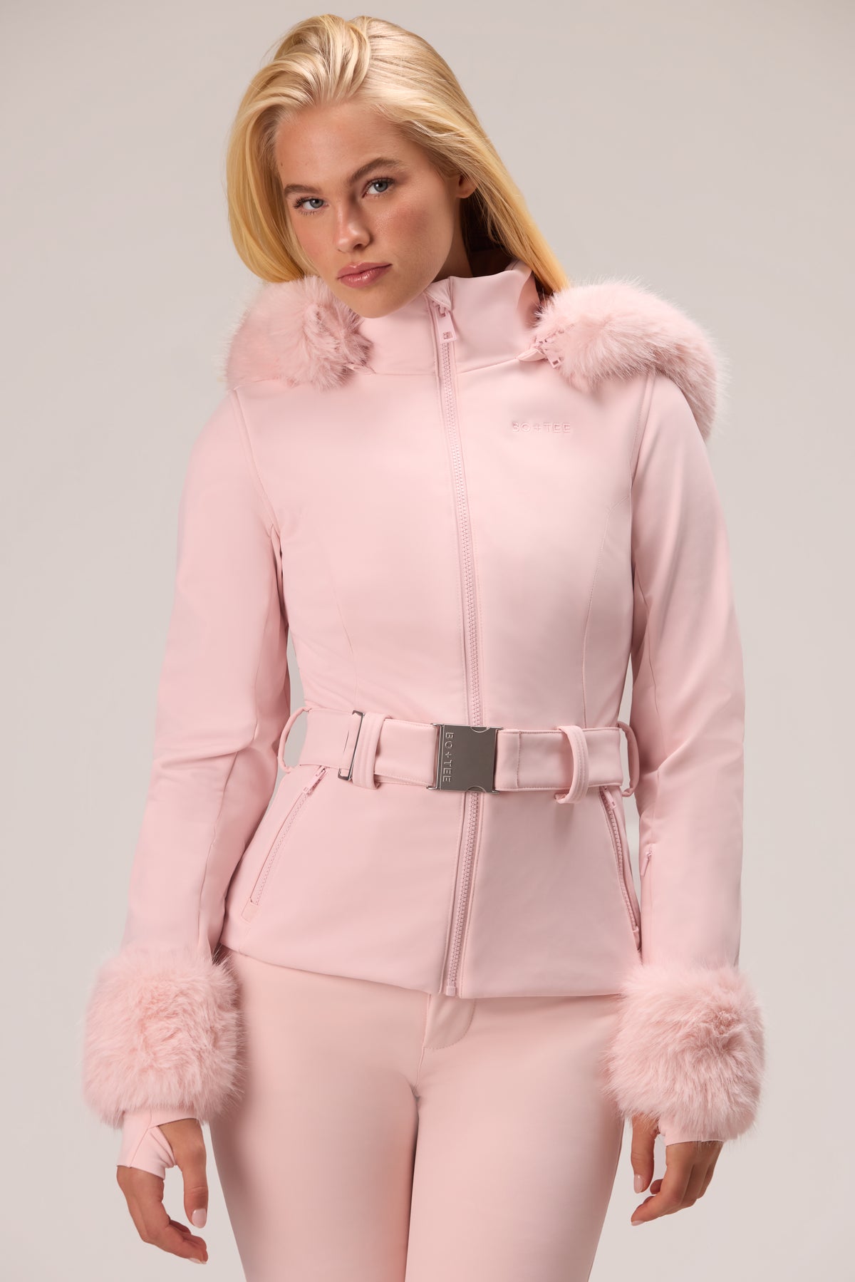 Water Resistant Soft Shell Ski Jacket in Powder Pink - 1